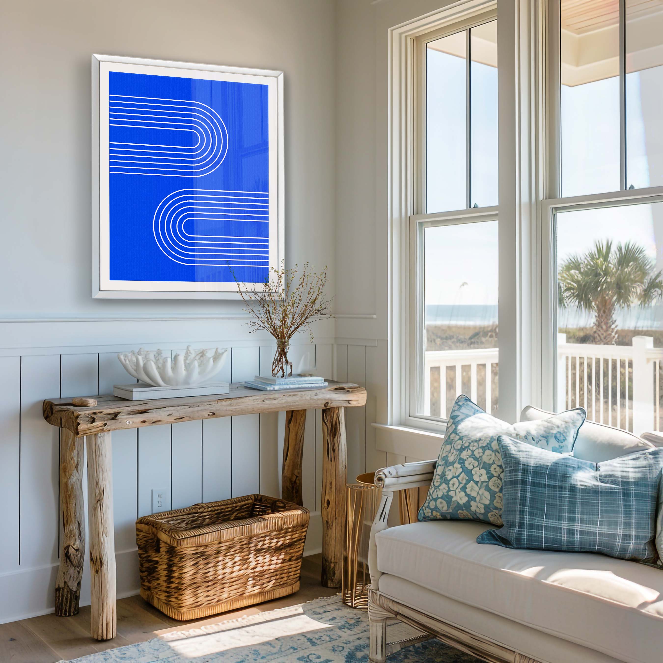 Abstract Arches Horizontal in Bright Blue