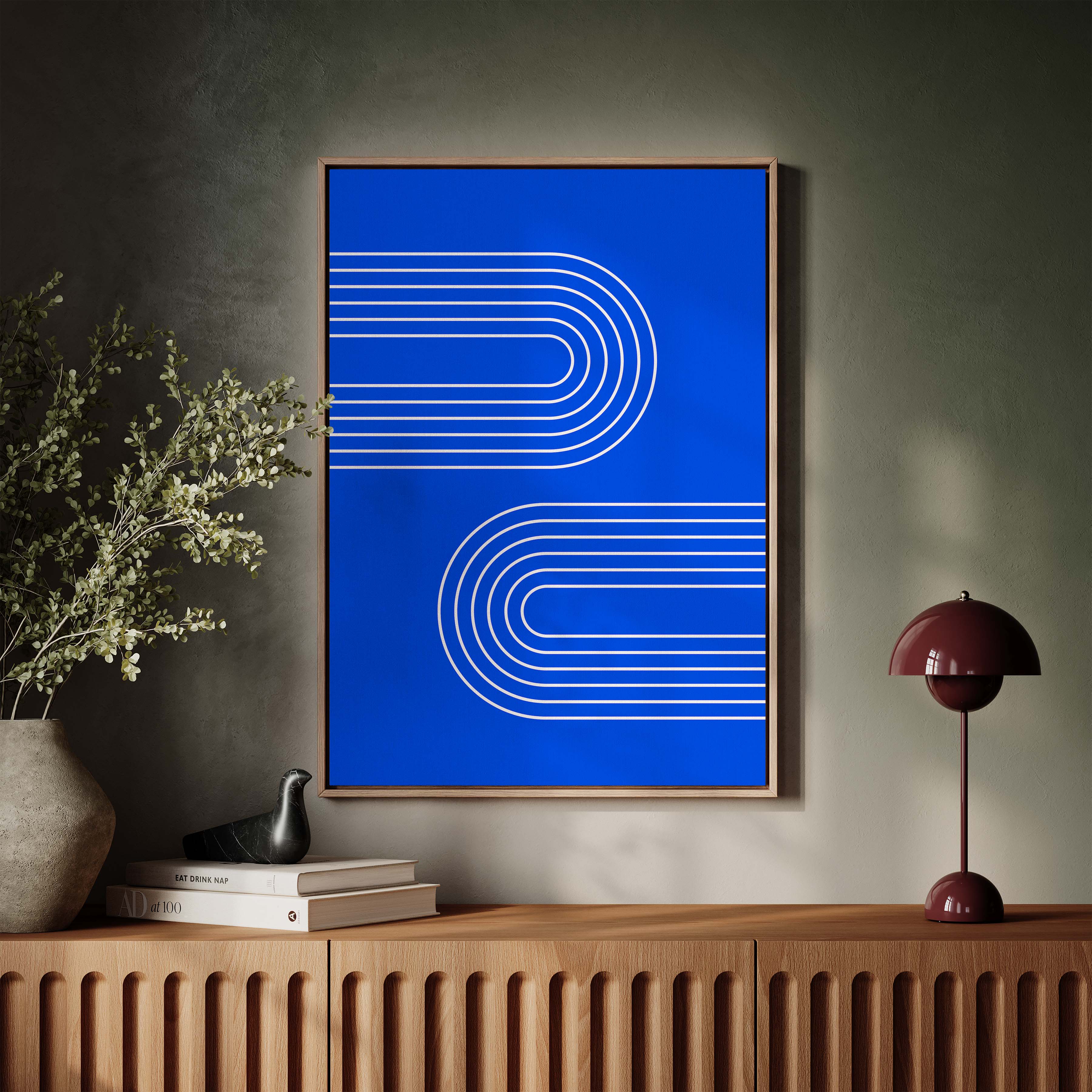Abstract Arches Horizontal in Bright Blue