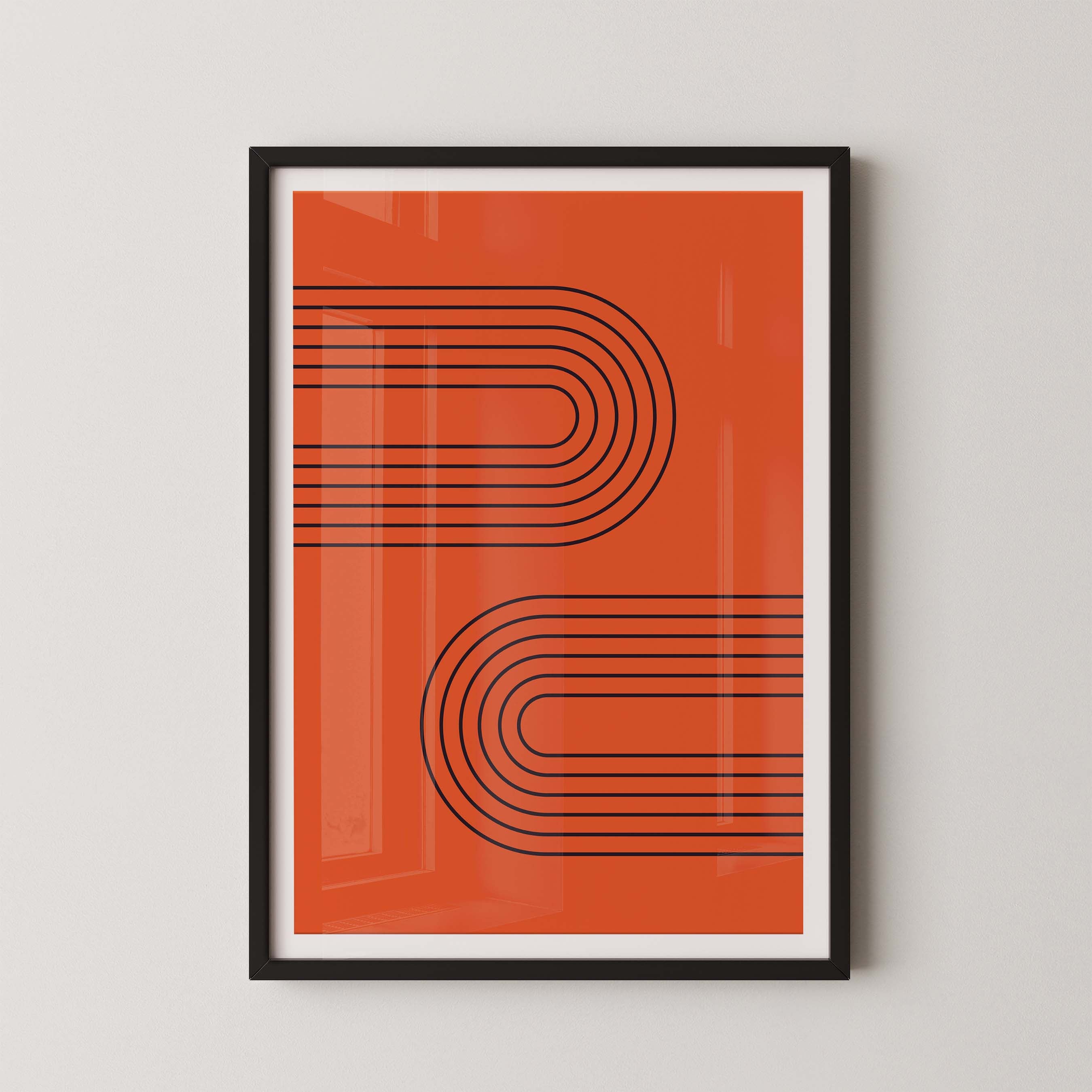 Abstract Arches Horizontal in Bright Red