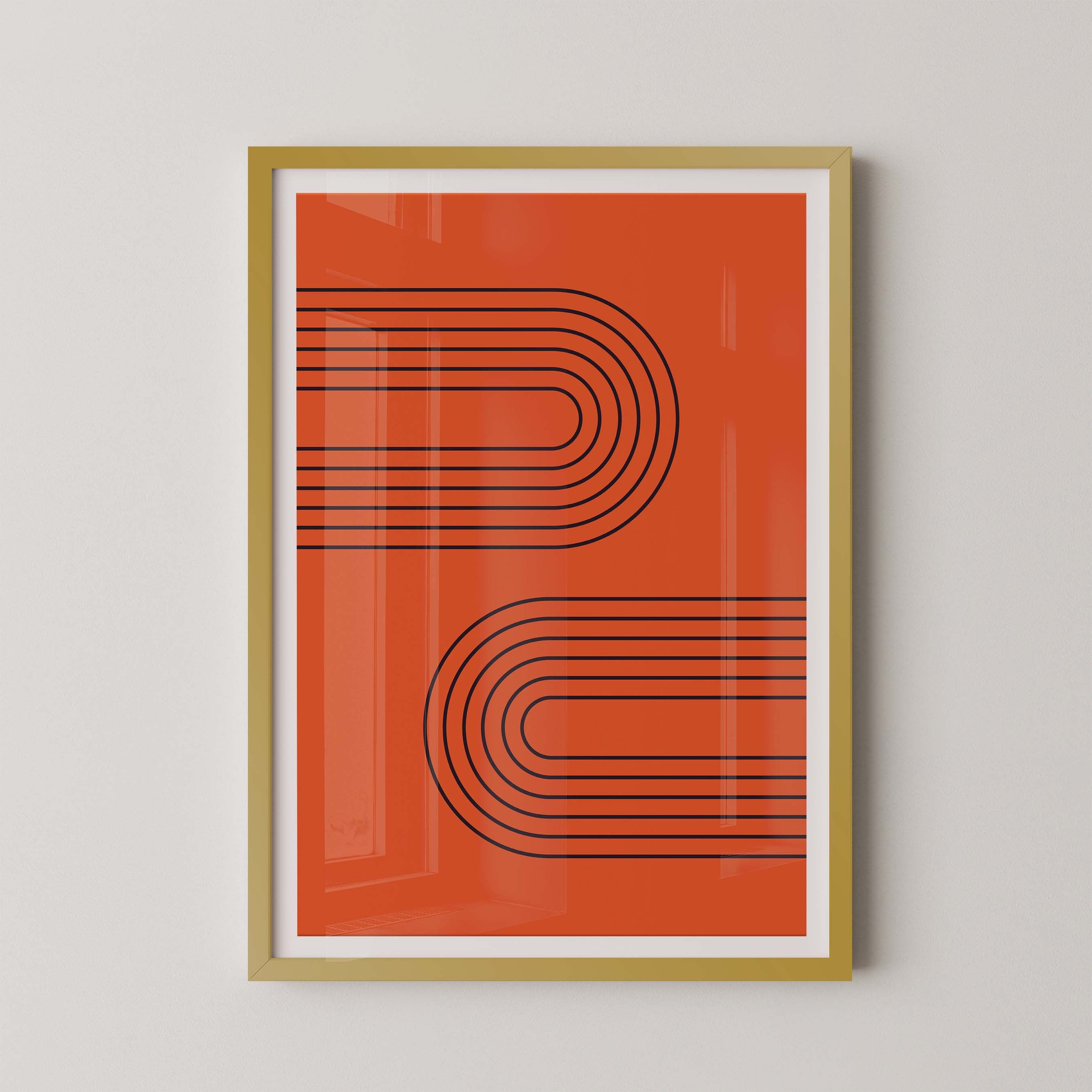 Abstract Arches Horizontal in Bright Red