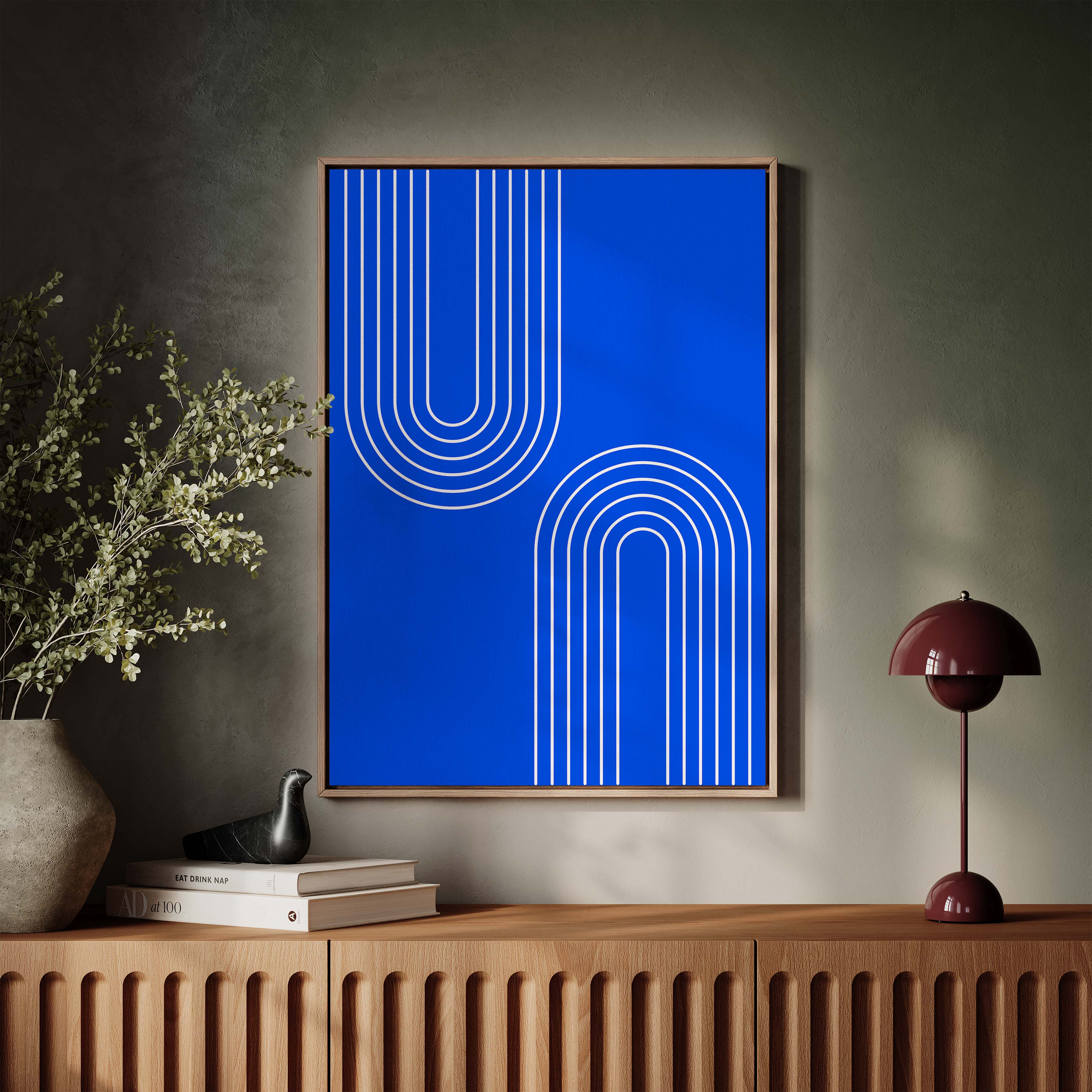 Abstract Arches Vertical in Bright Blue