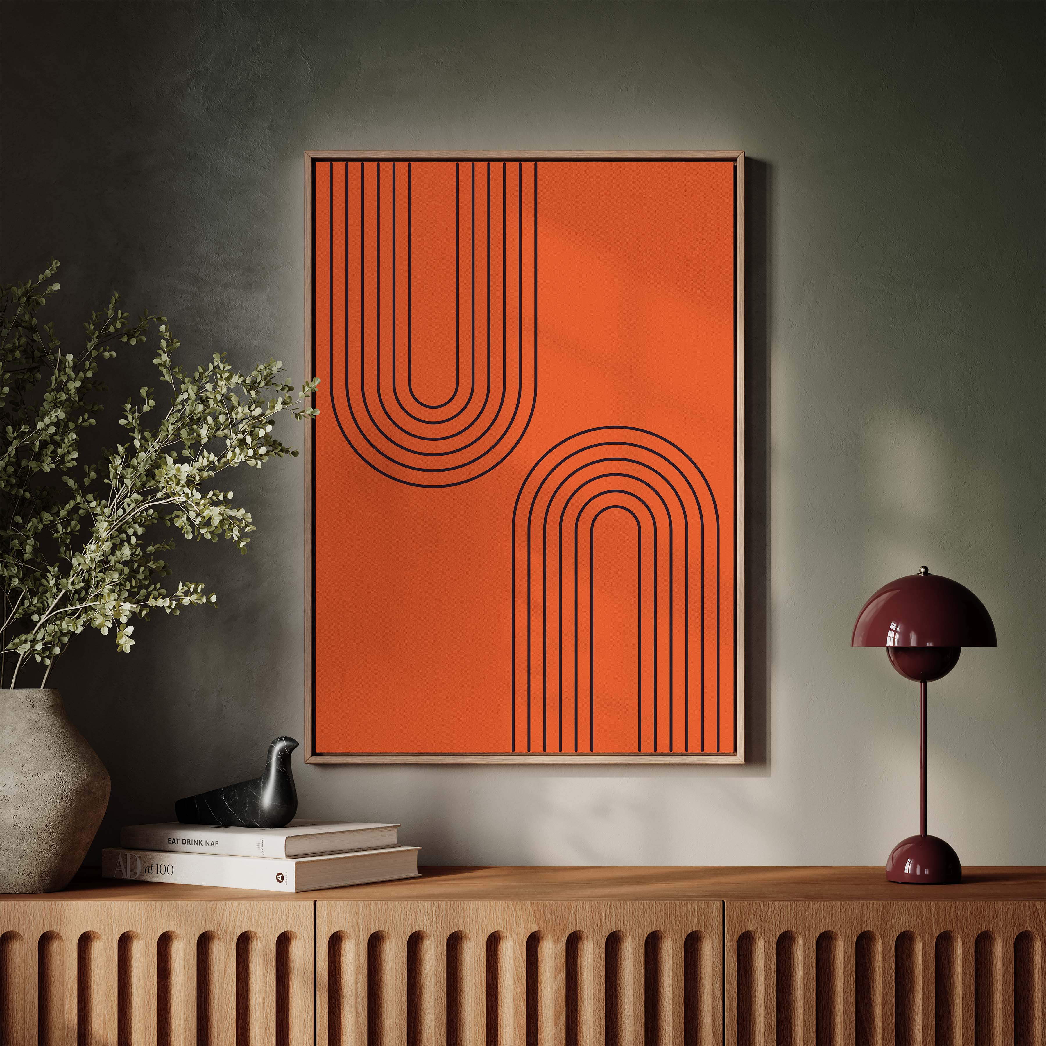 Abstract Arches Vertical in Bright Red