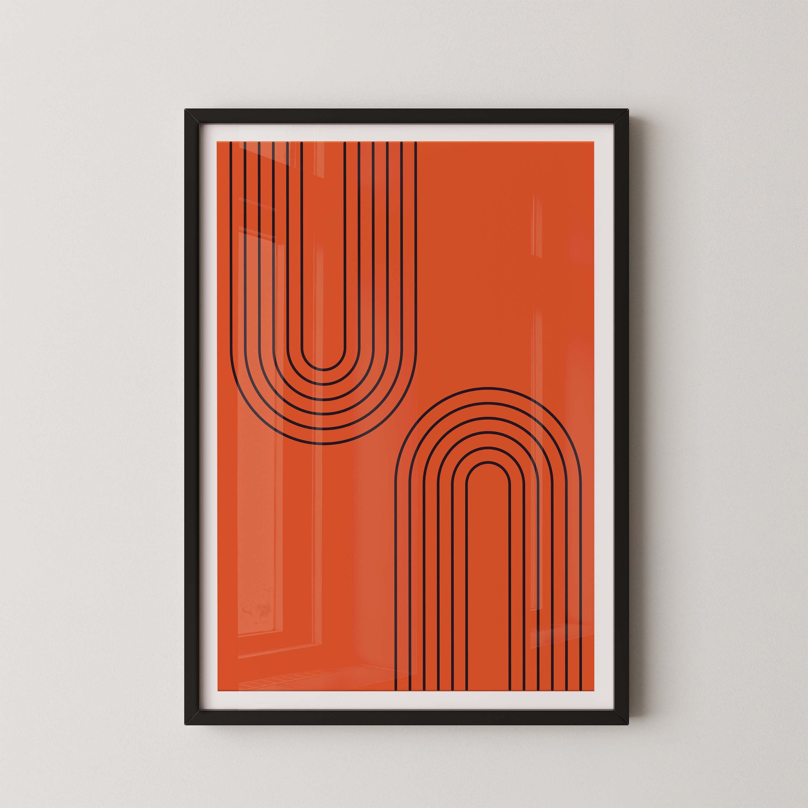 Abstract Arches Vertical in Bright Red