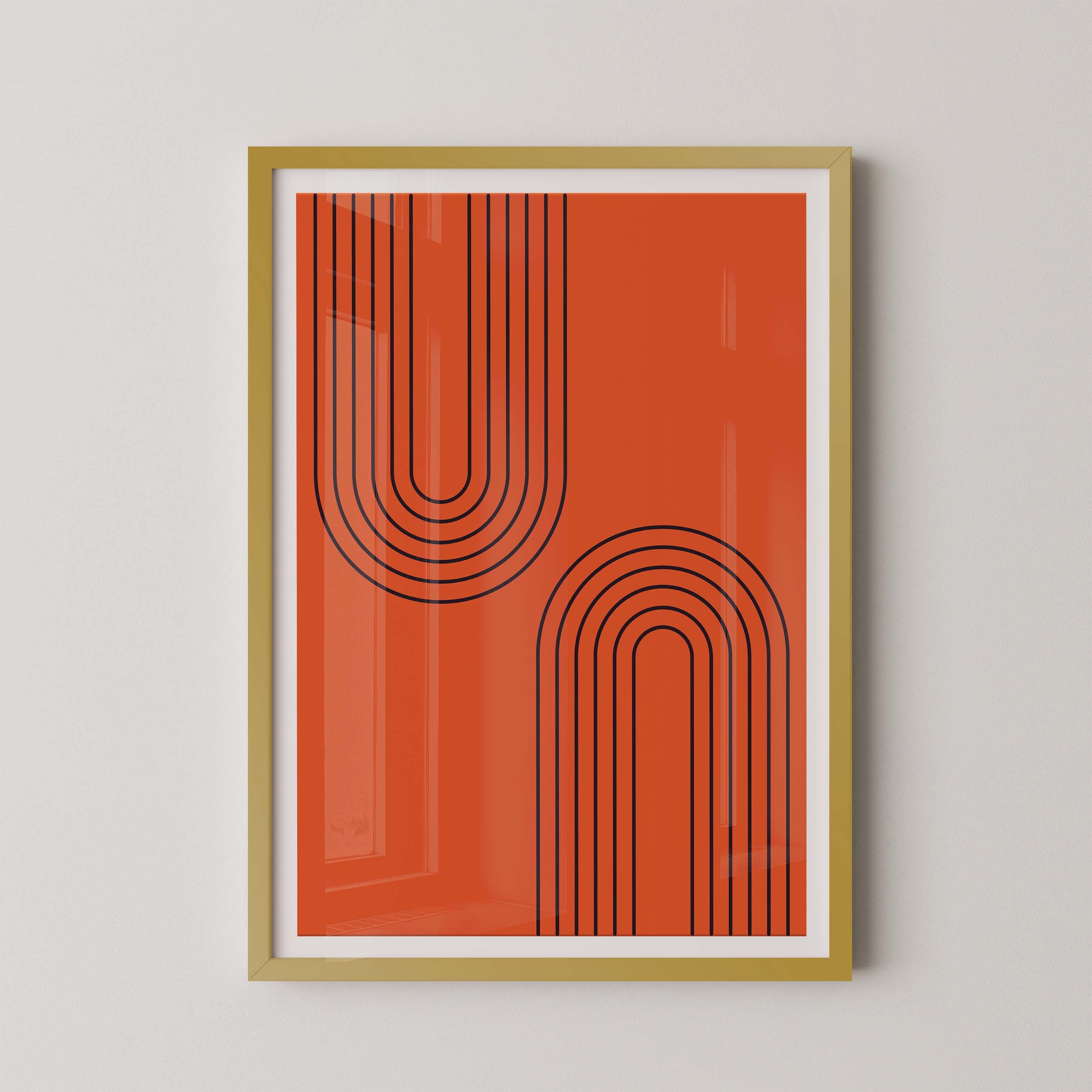 Abstract Arches Vertical in Bright Red