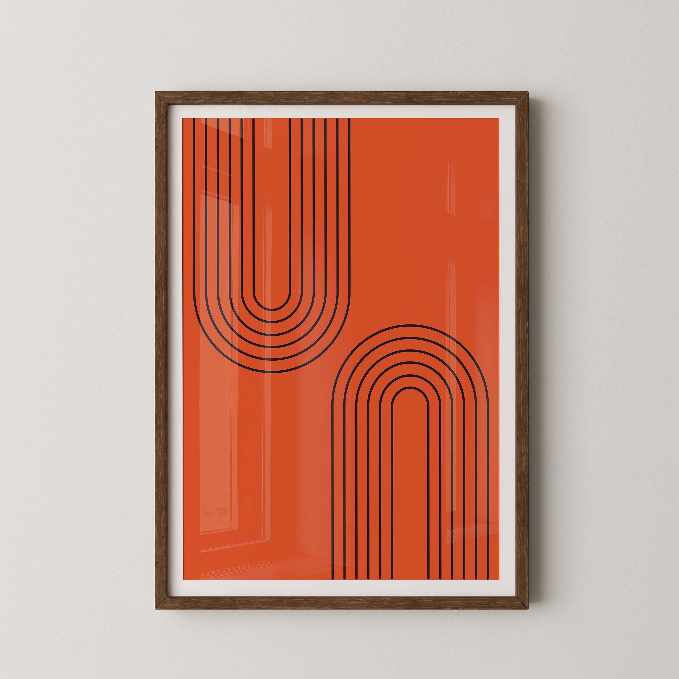 Abstract Arches Vertical in Bright Red