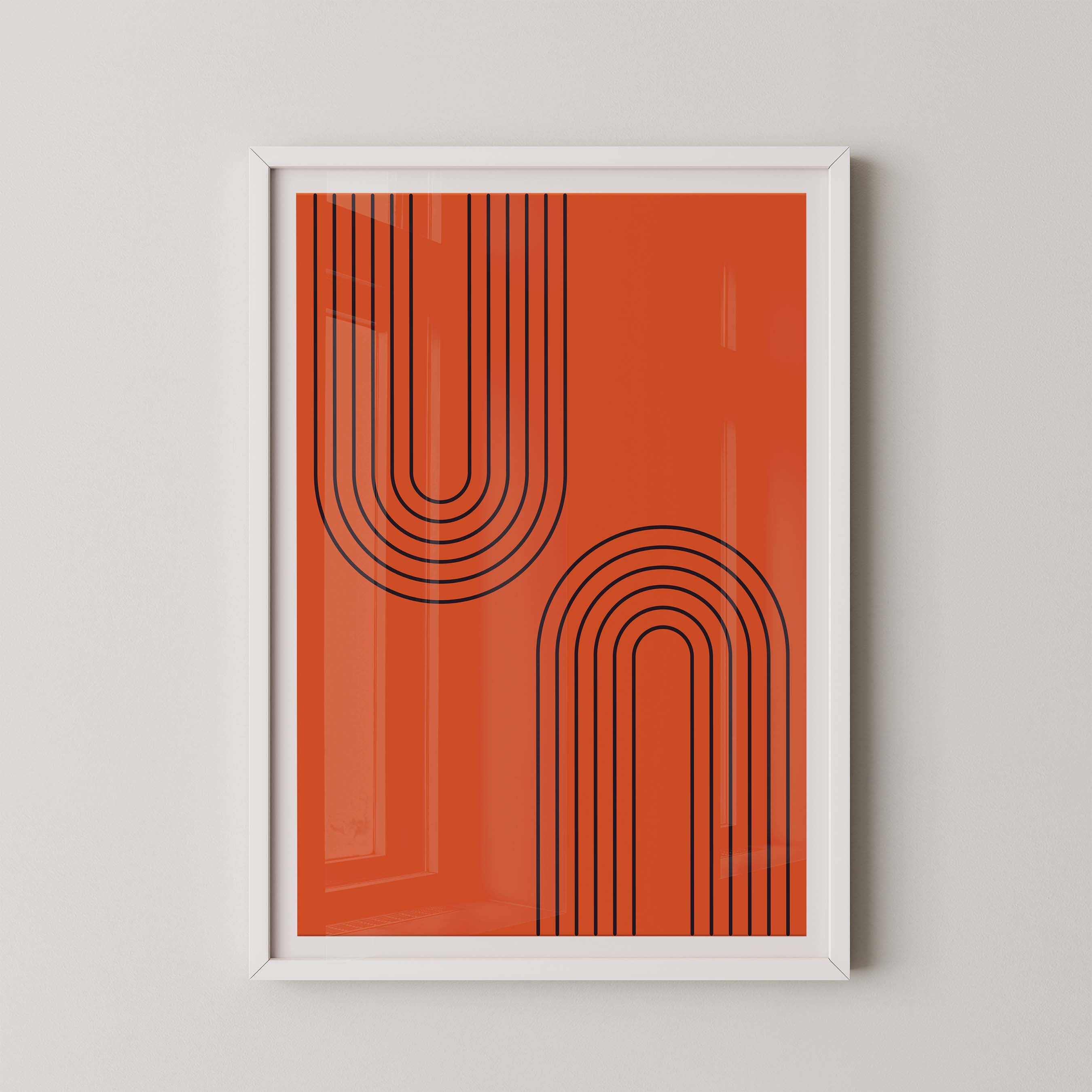 Abstract Arches Vertical in Bright Red