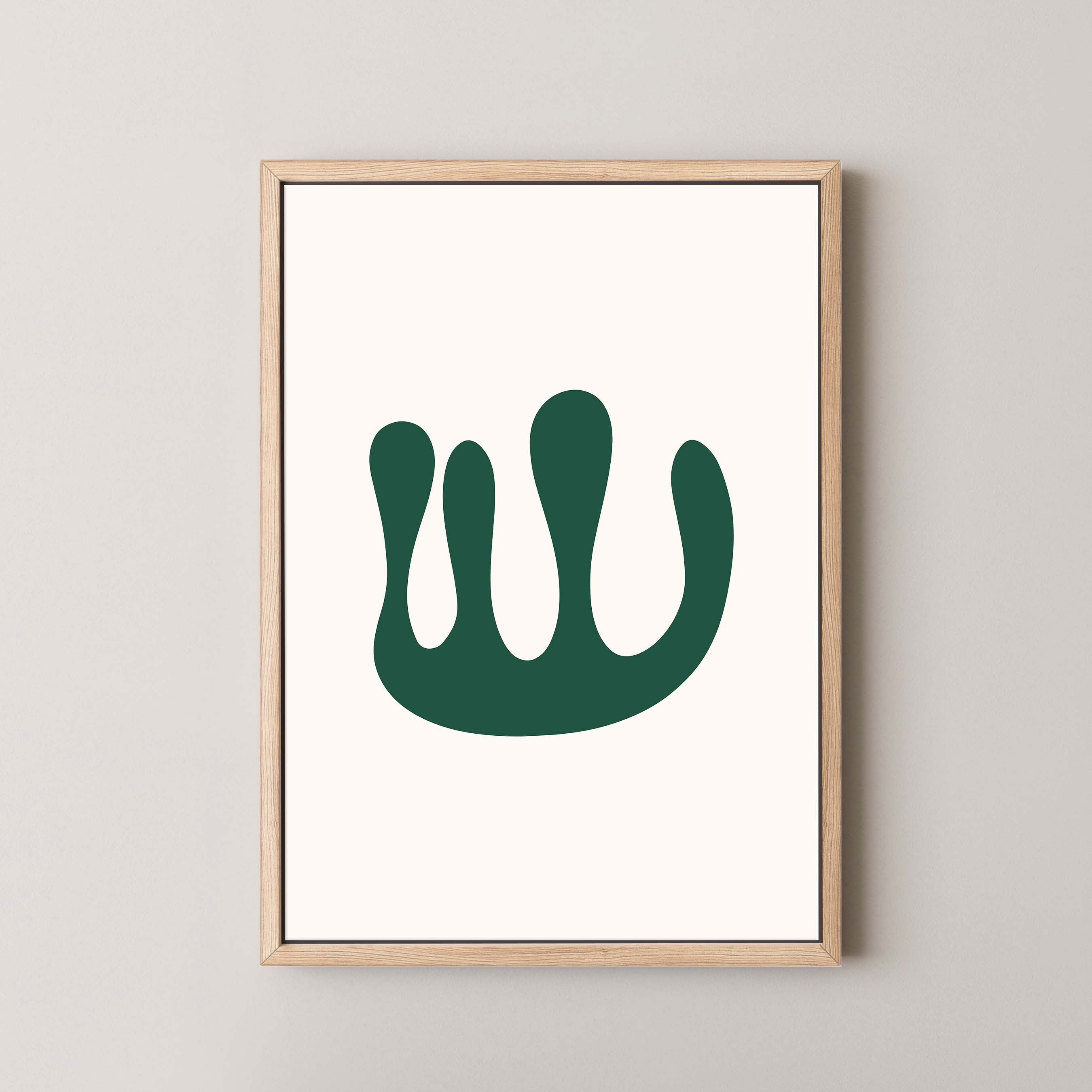 Abstract Coral in Cream and Green