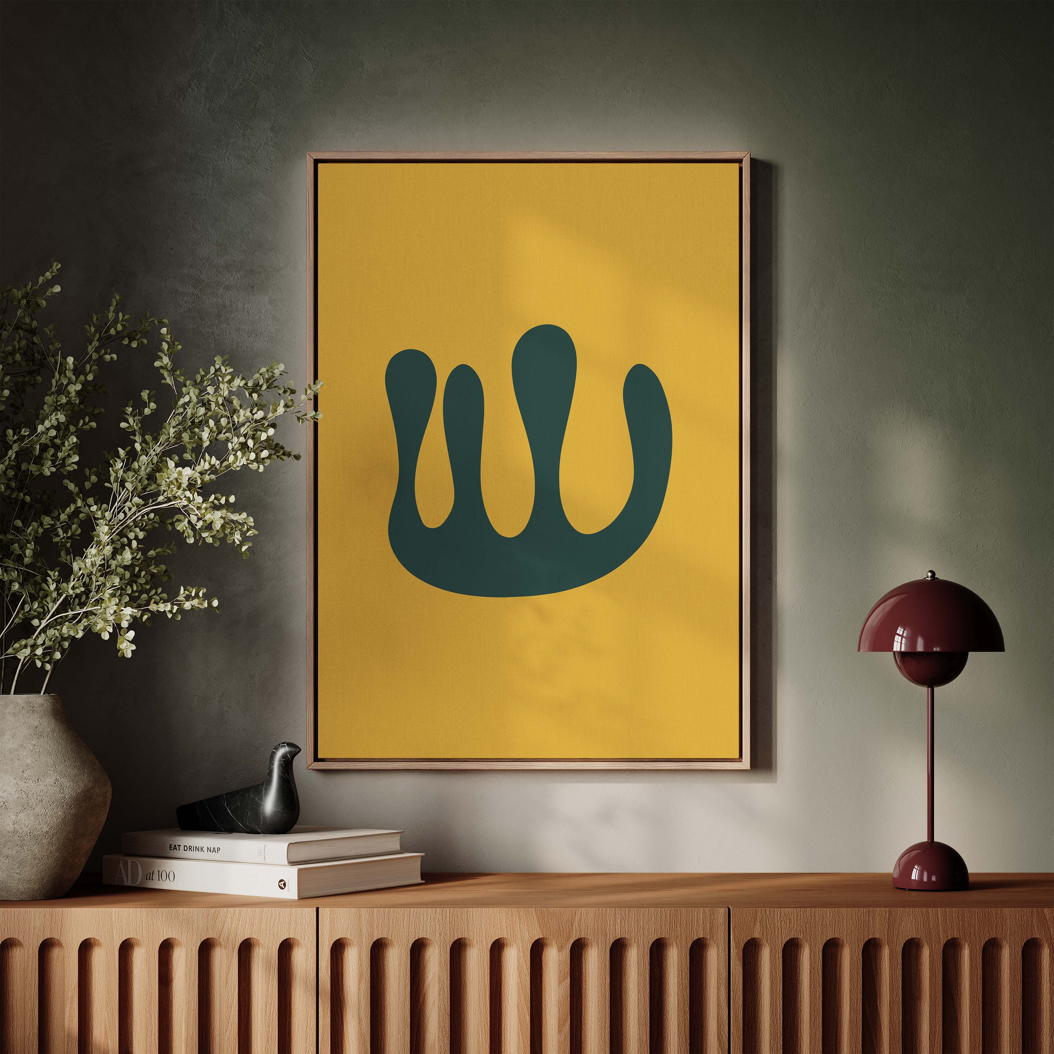 Abstract Coral in Gold and Green