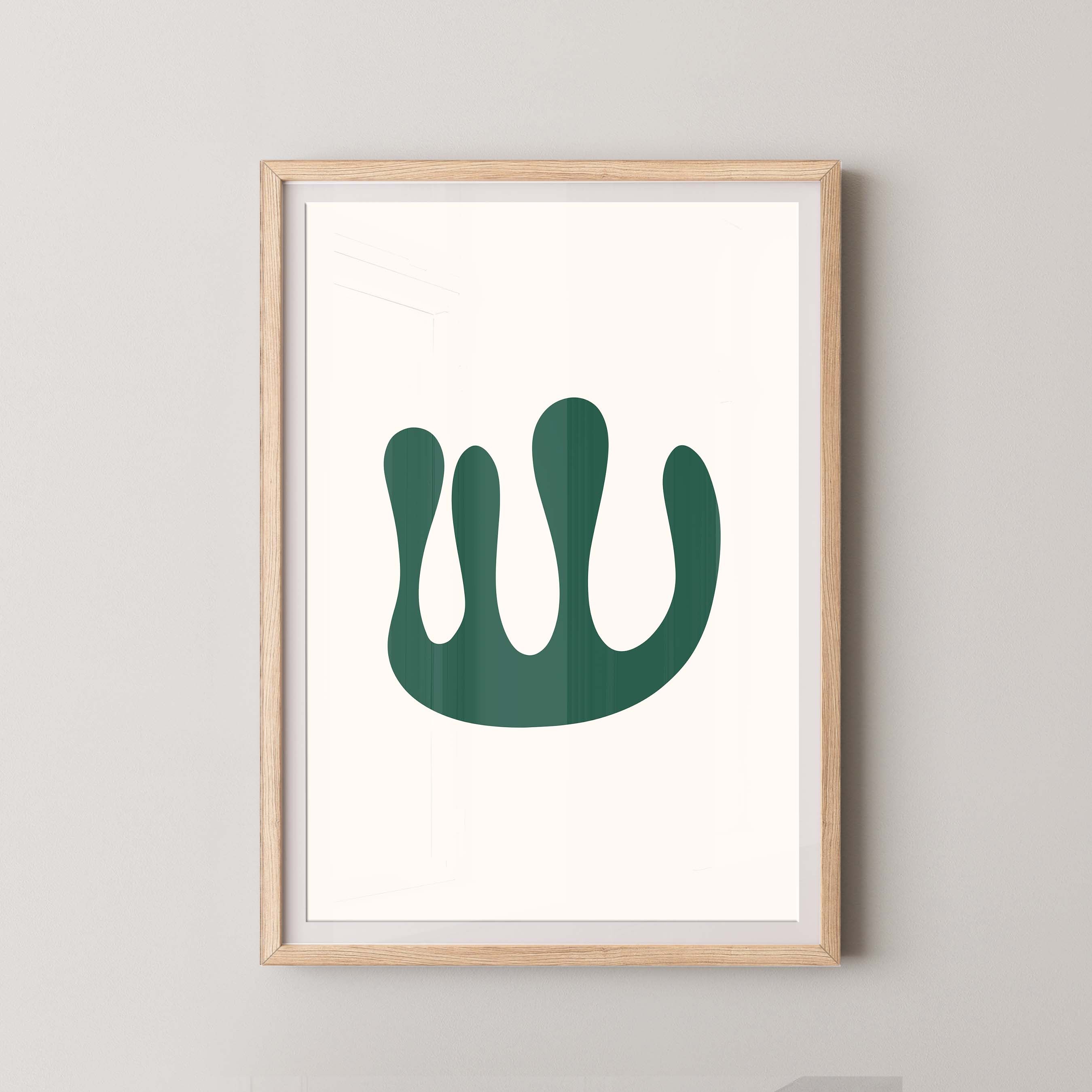 Abstract Coral in Cream and Green