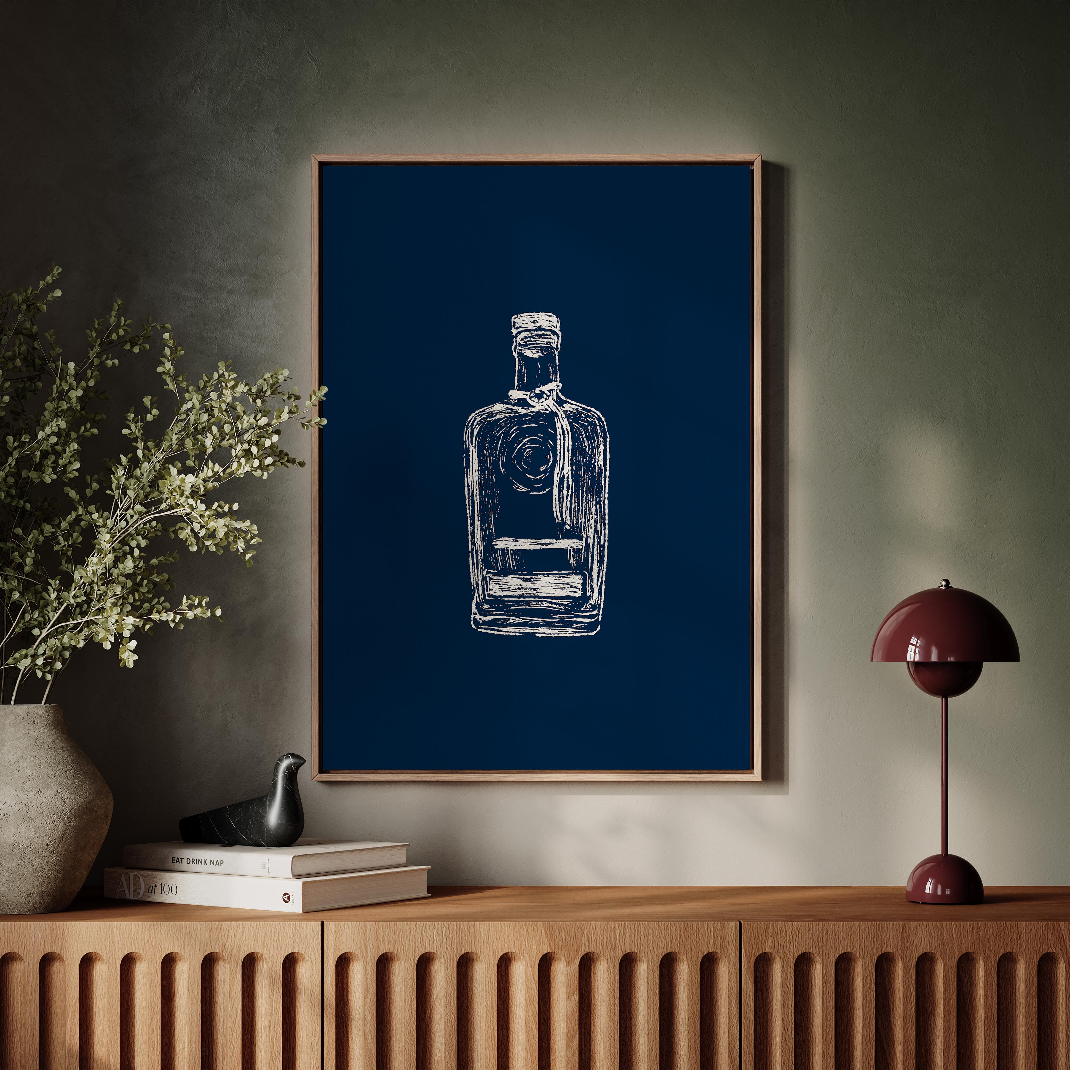 Bourbon Bottle Blue