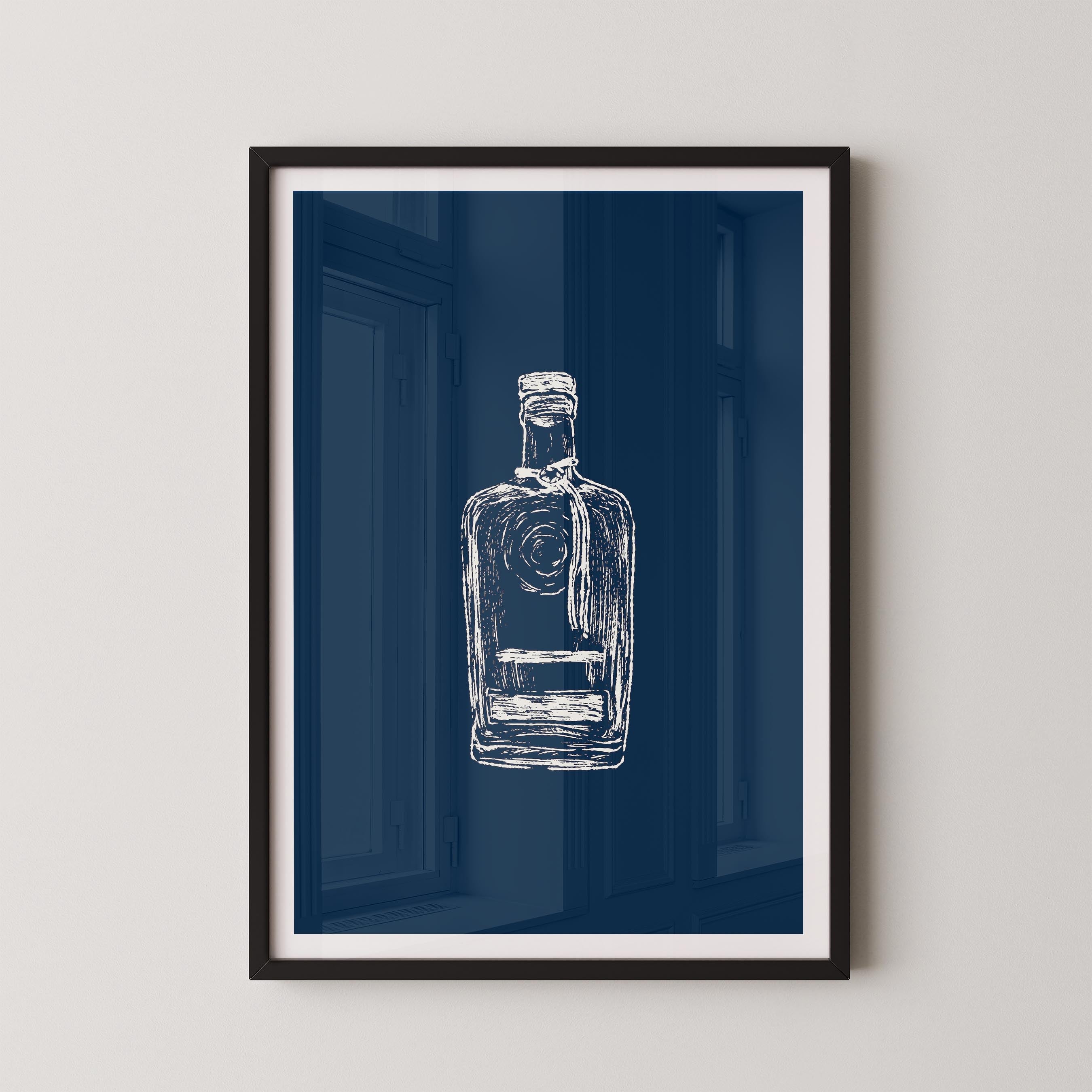 Bourbon Bottle Blue