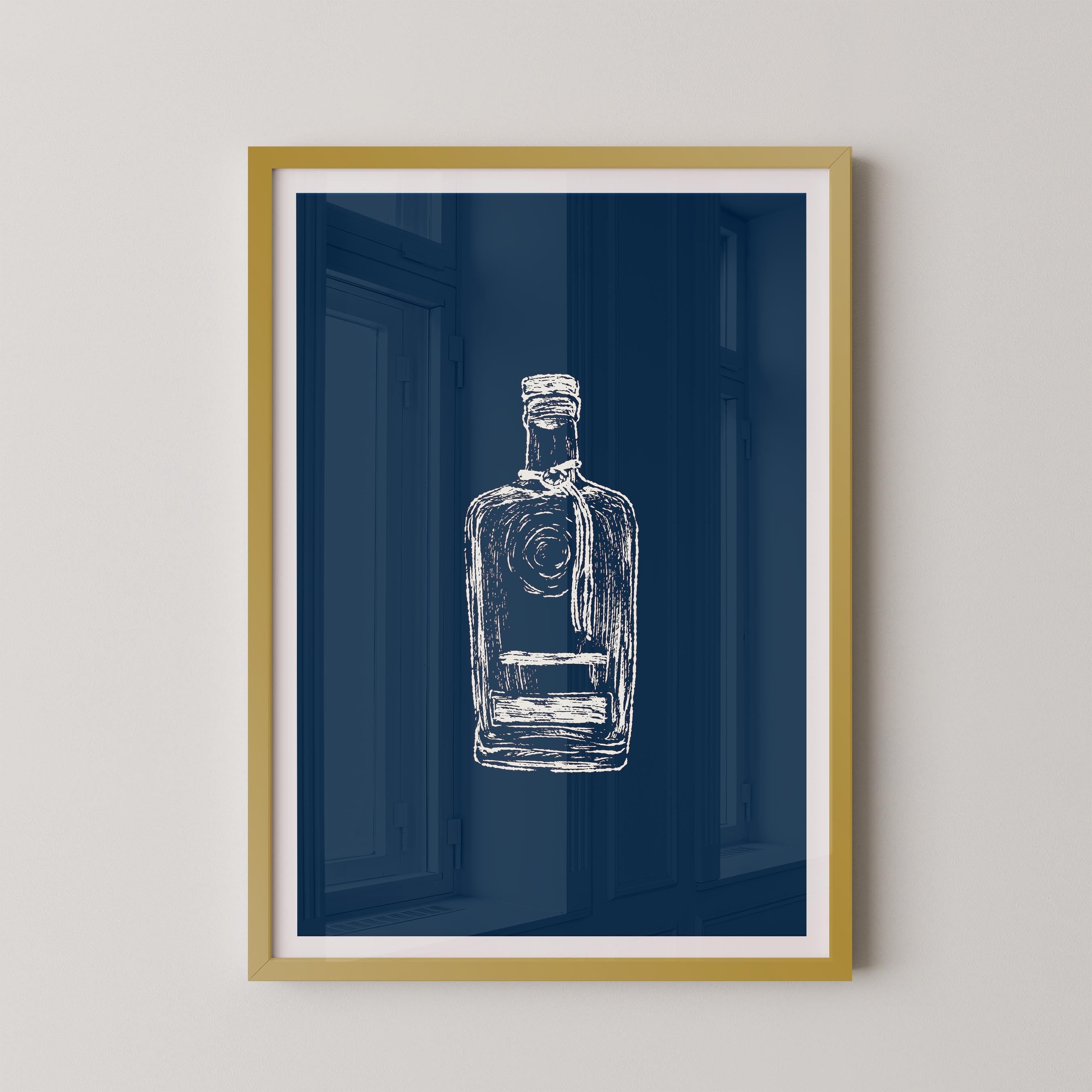 Bourbon Bottle Blue