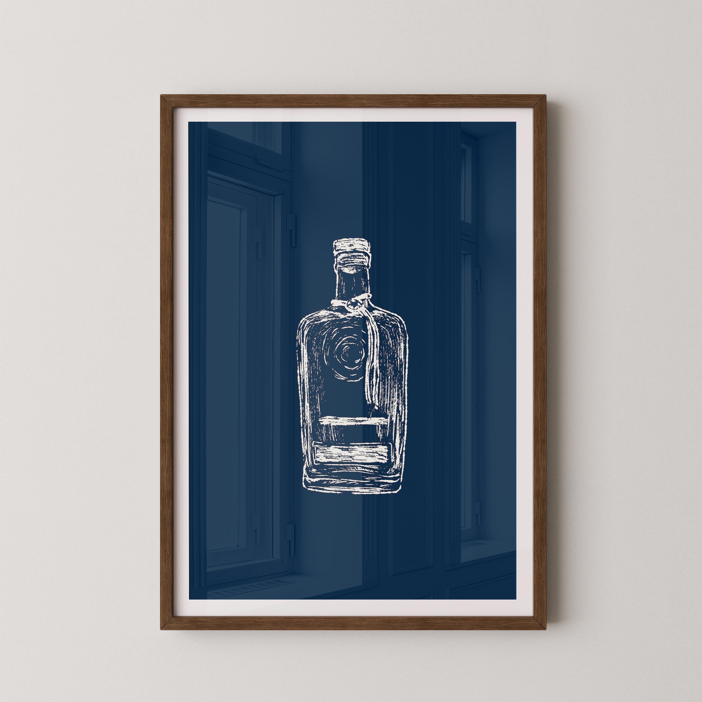 Bourbon Bottle Blue