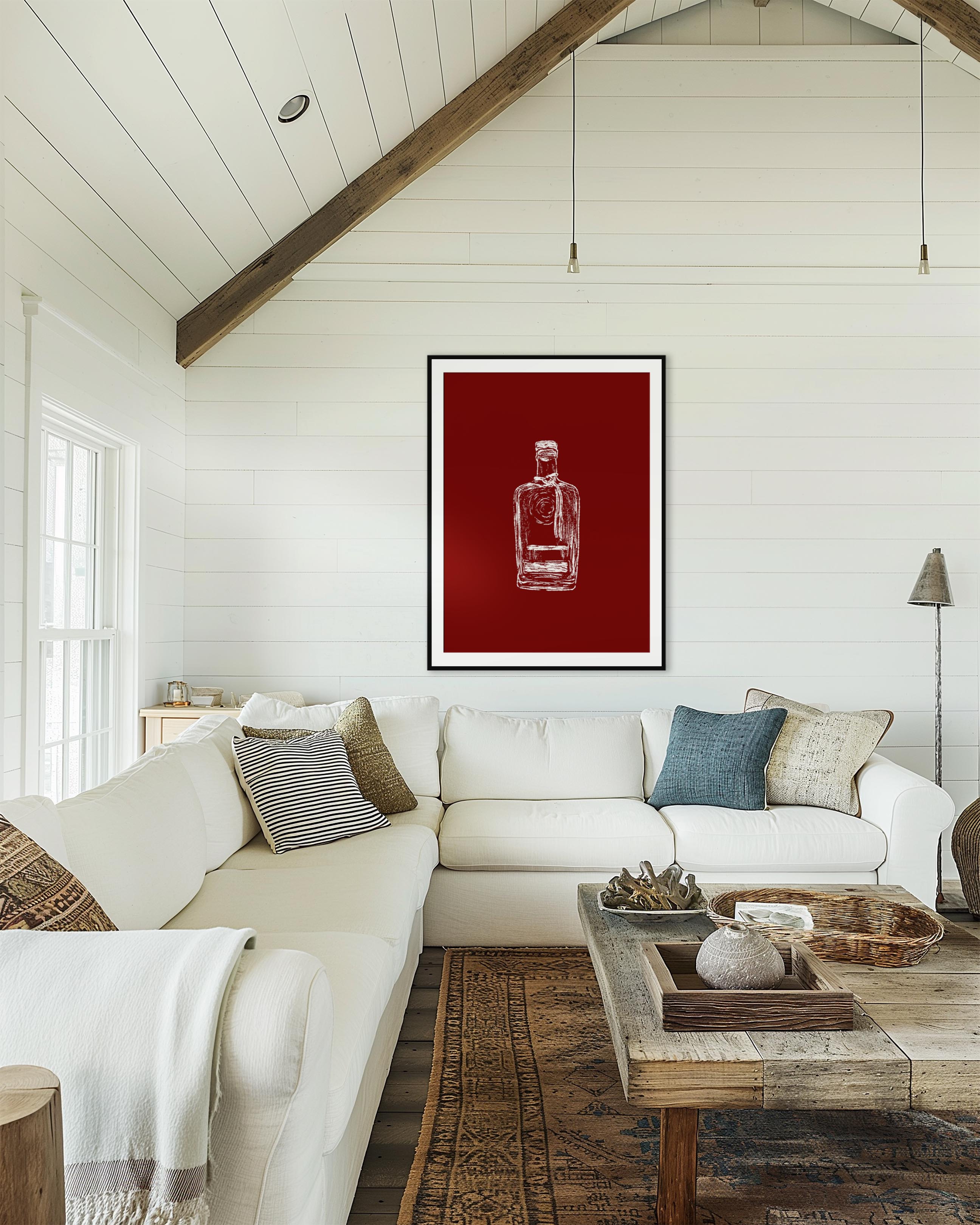 Bourbon Bottle Red