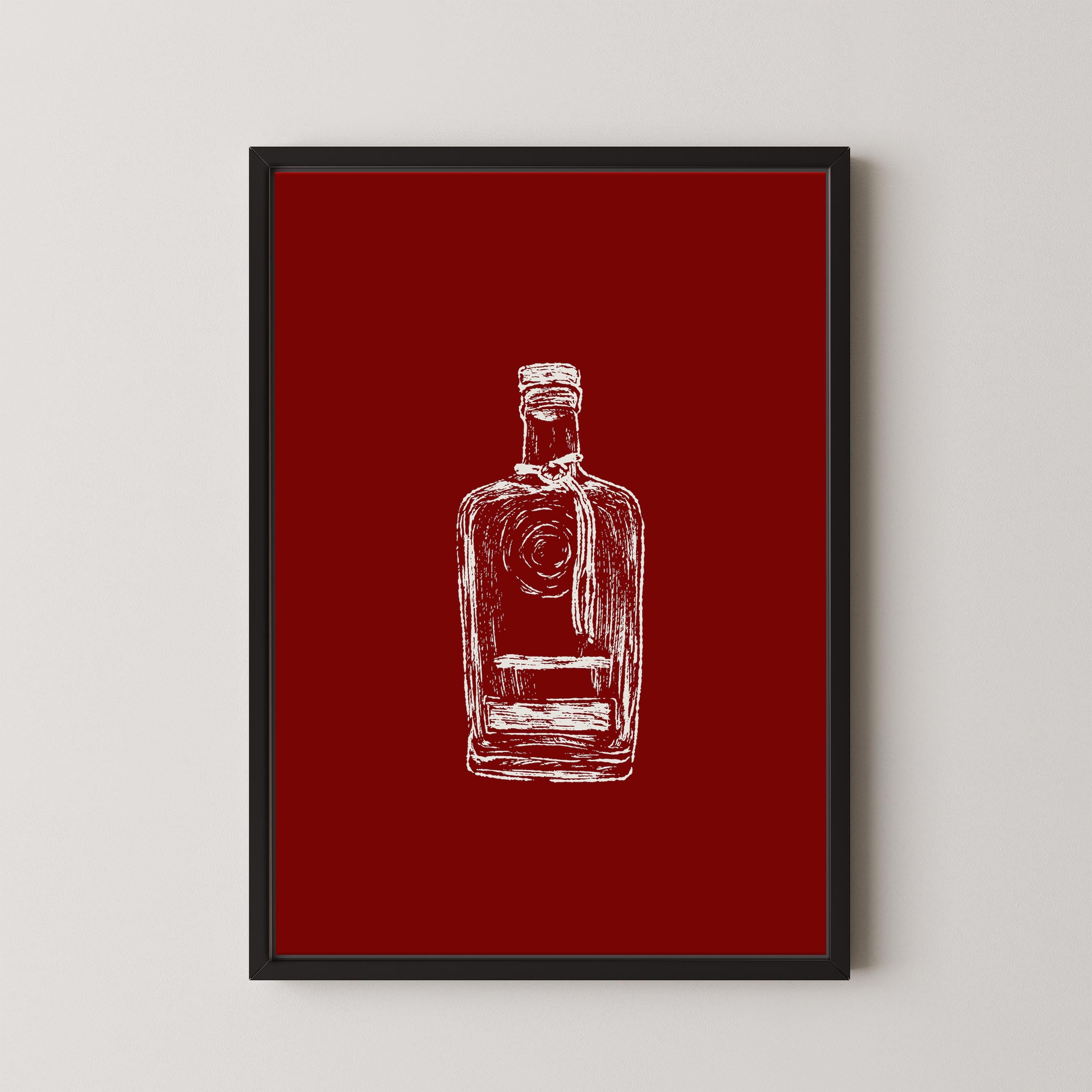 Bourbon Bottle Red