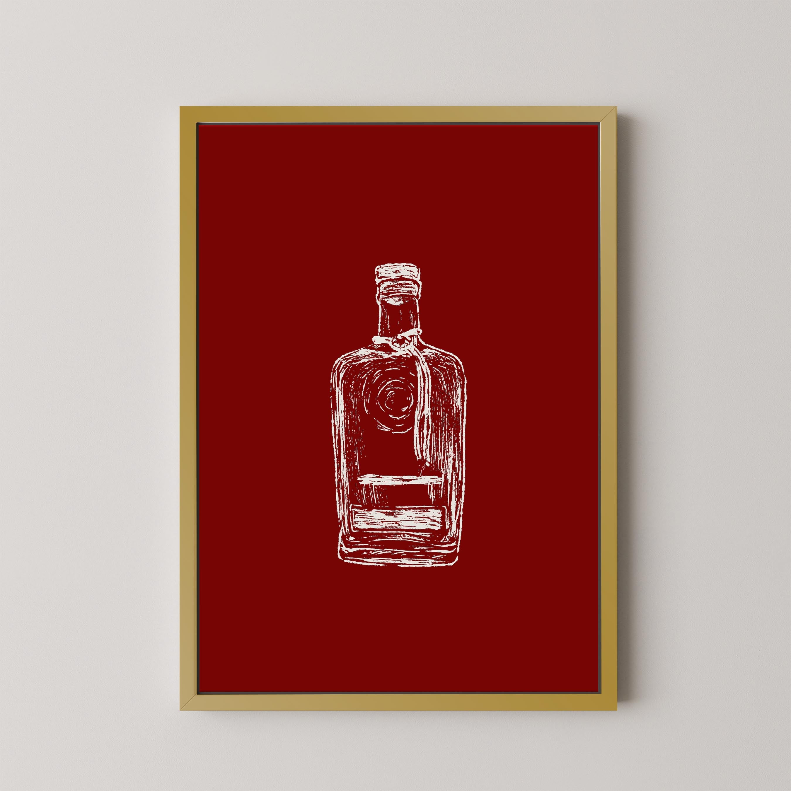 Bourbon Bottle Red