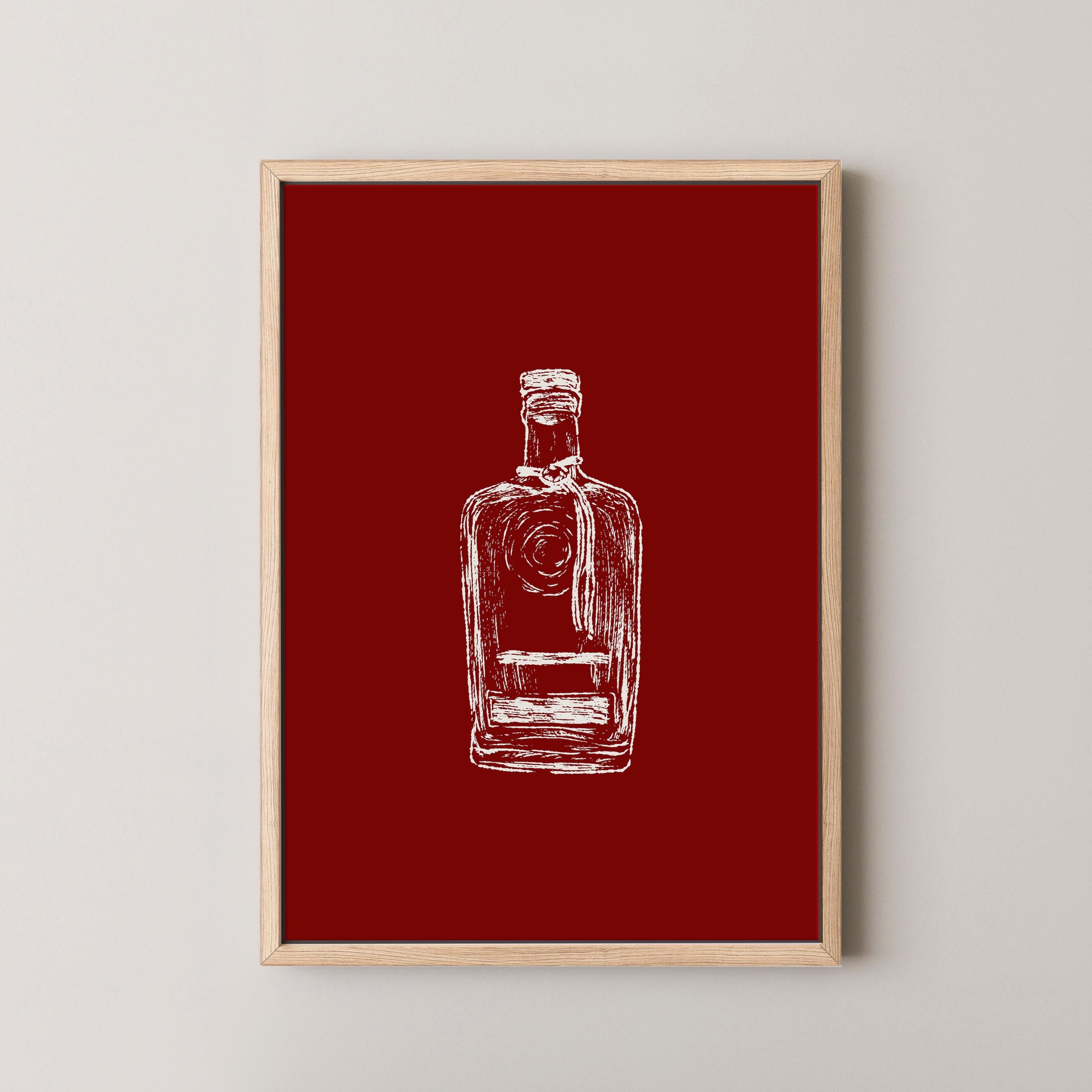 Bourbon Bottle Red