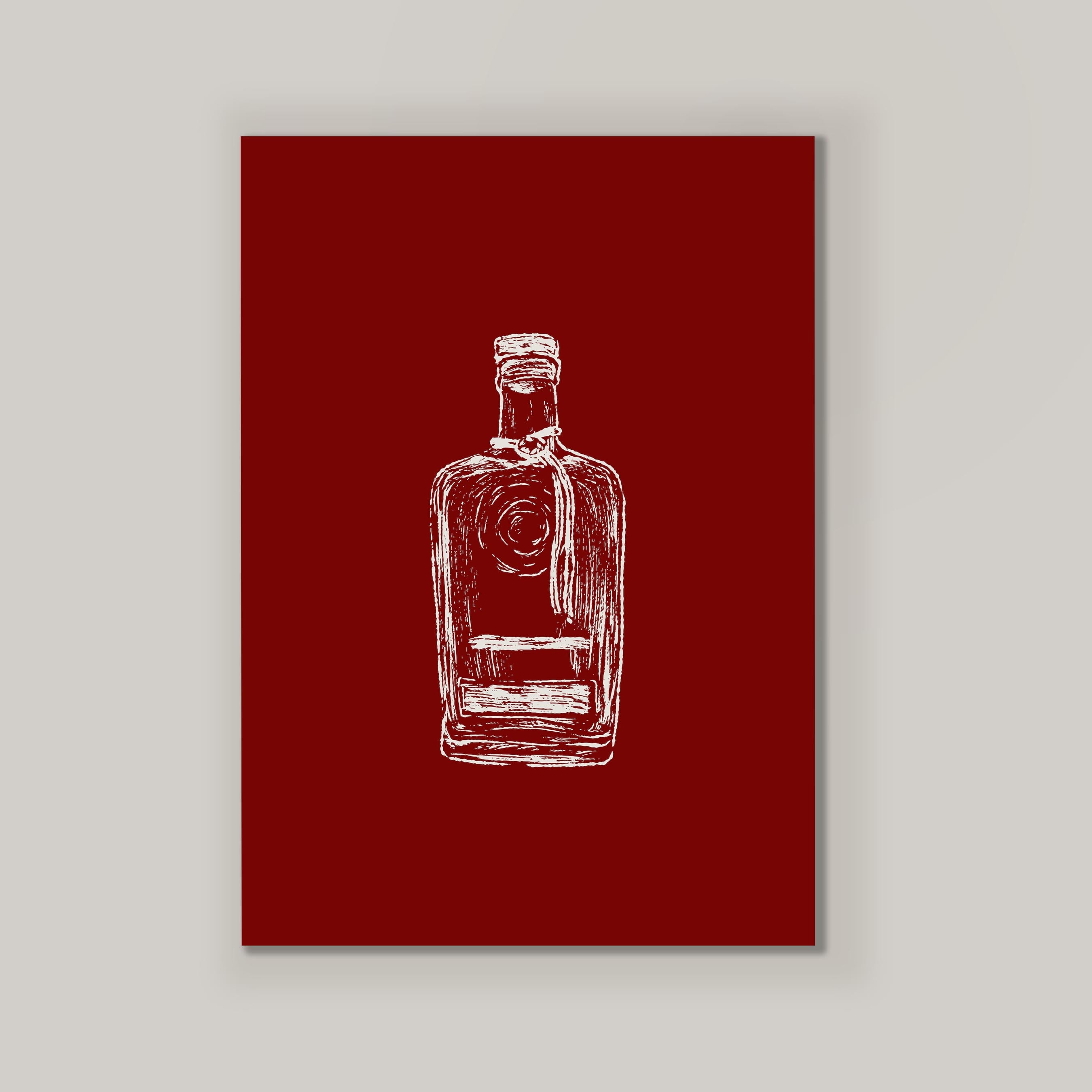 Bourbon Bottle Red