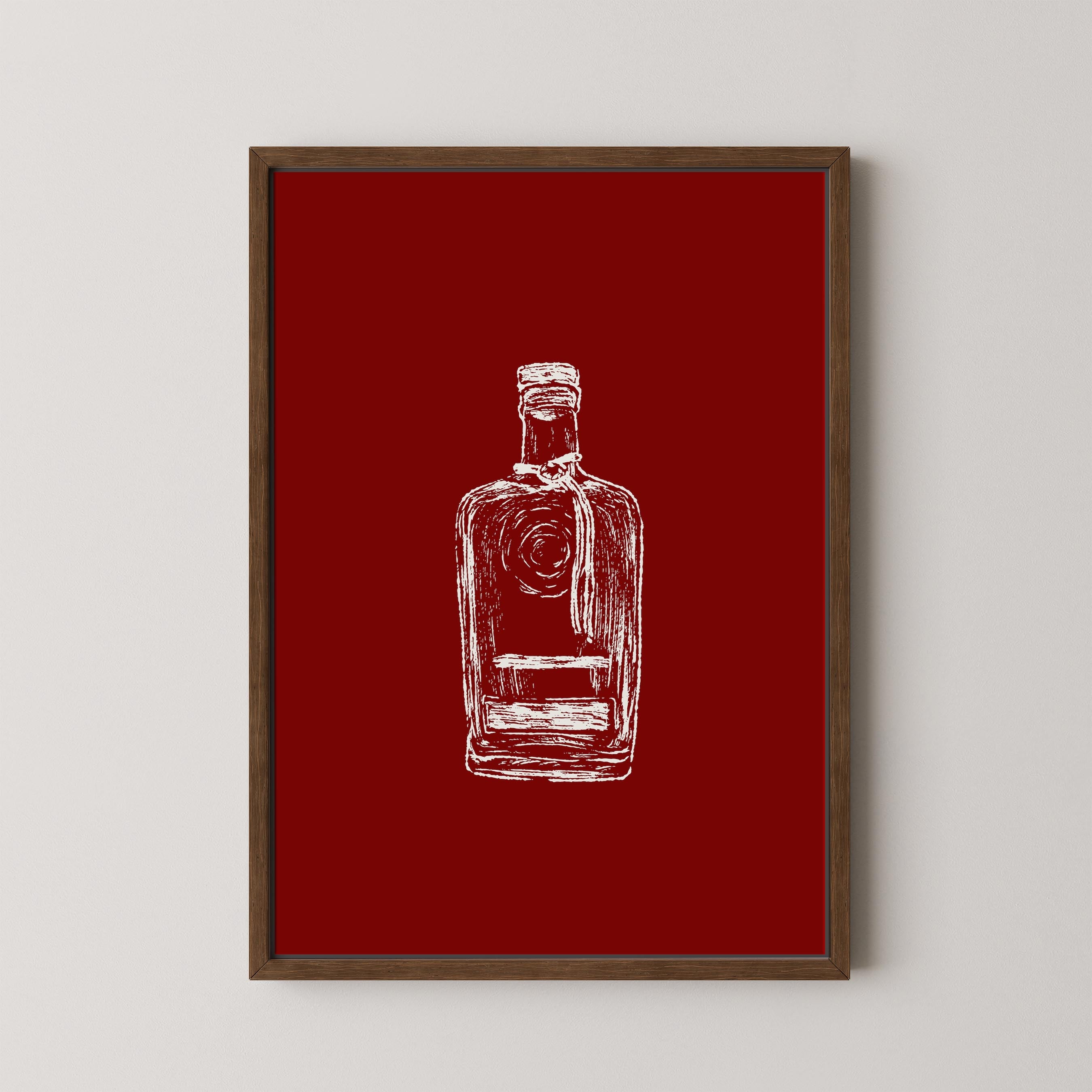 Bourbon Bottle Red