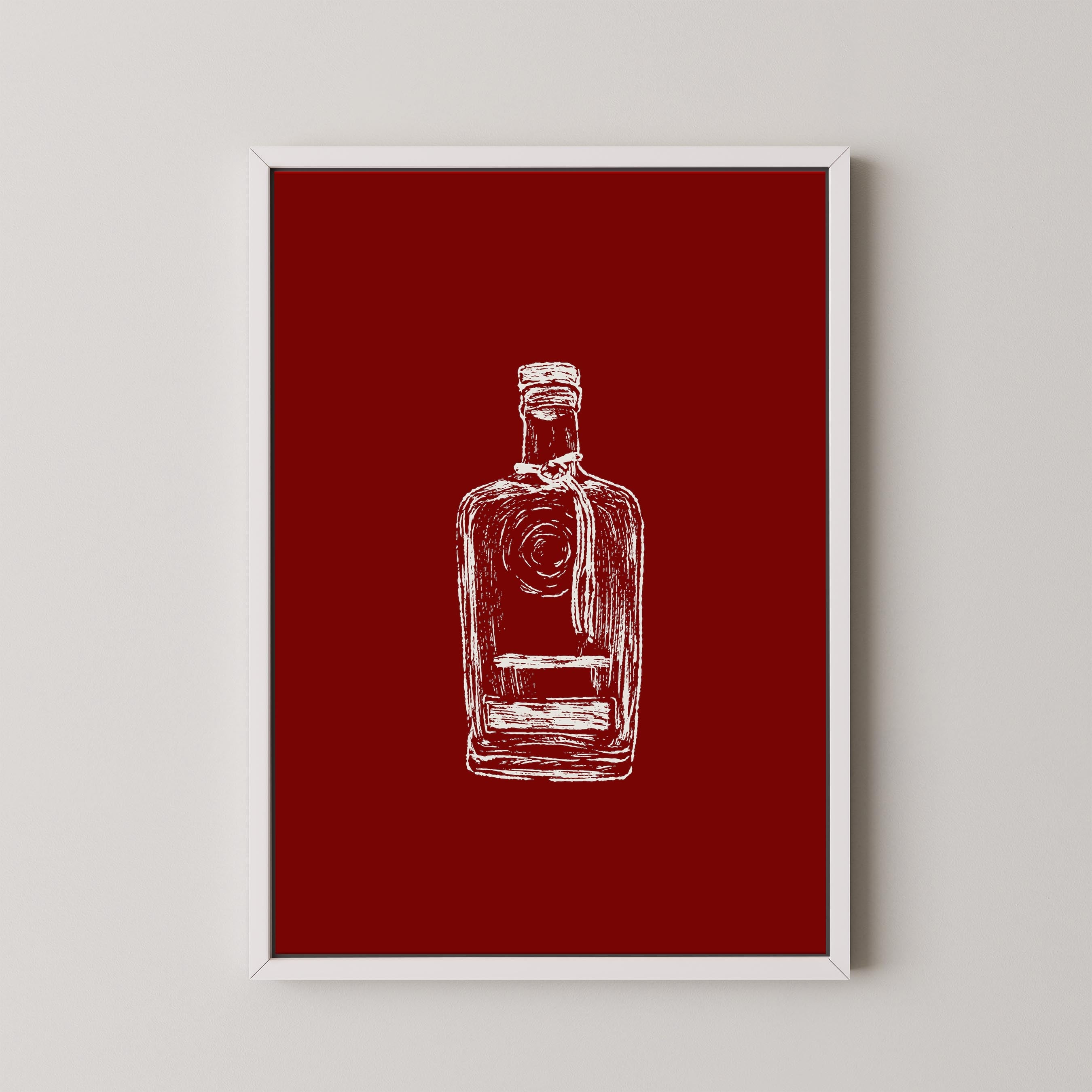 Bourbon Bottle Red