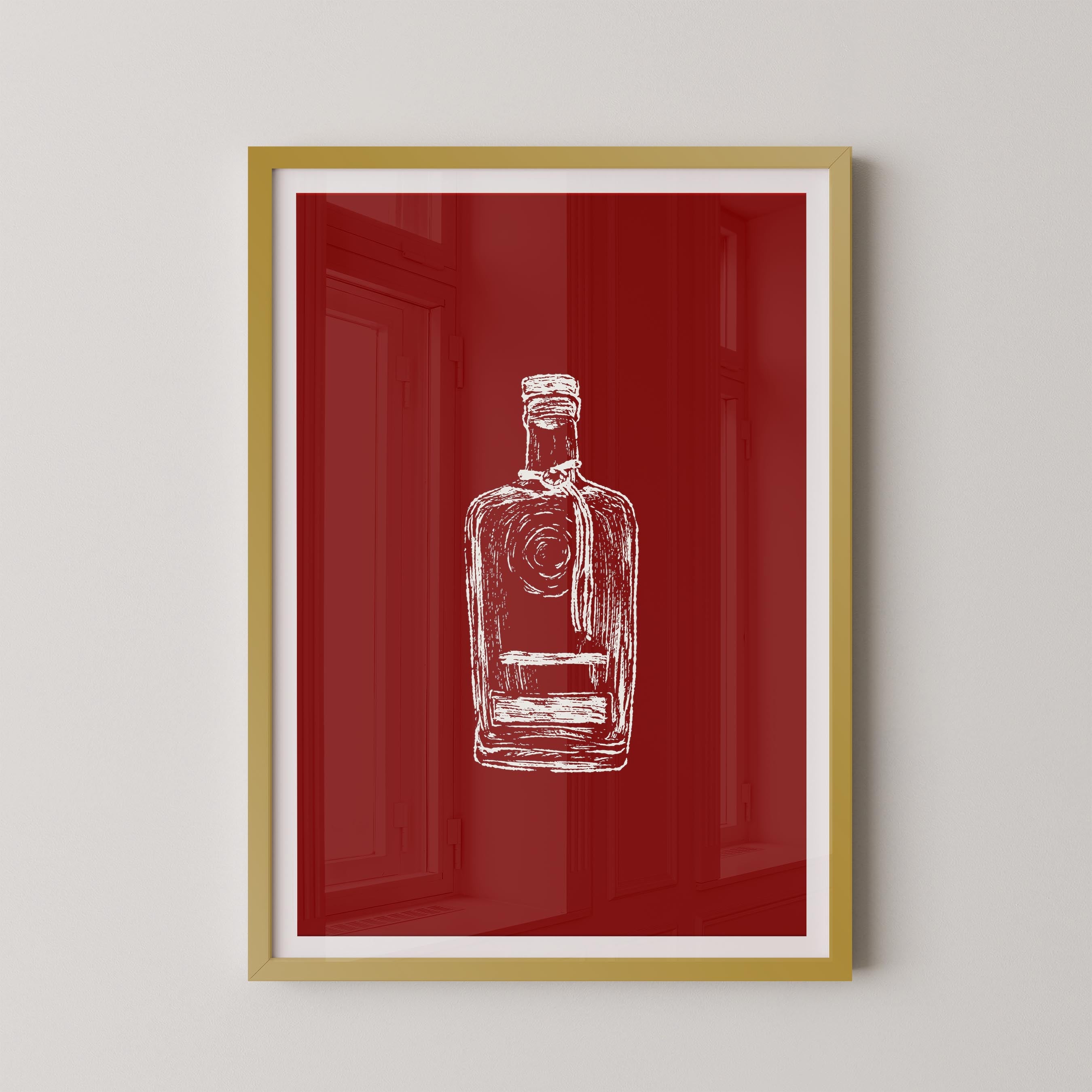 Bourbon Bottle Red
