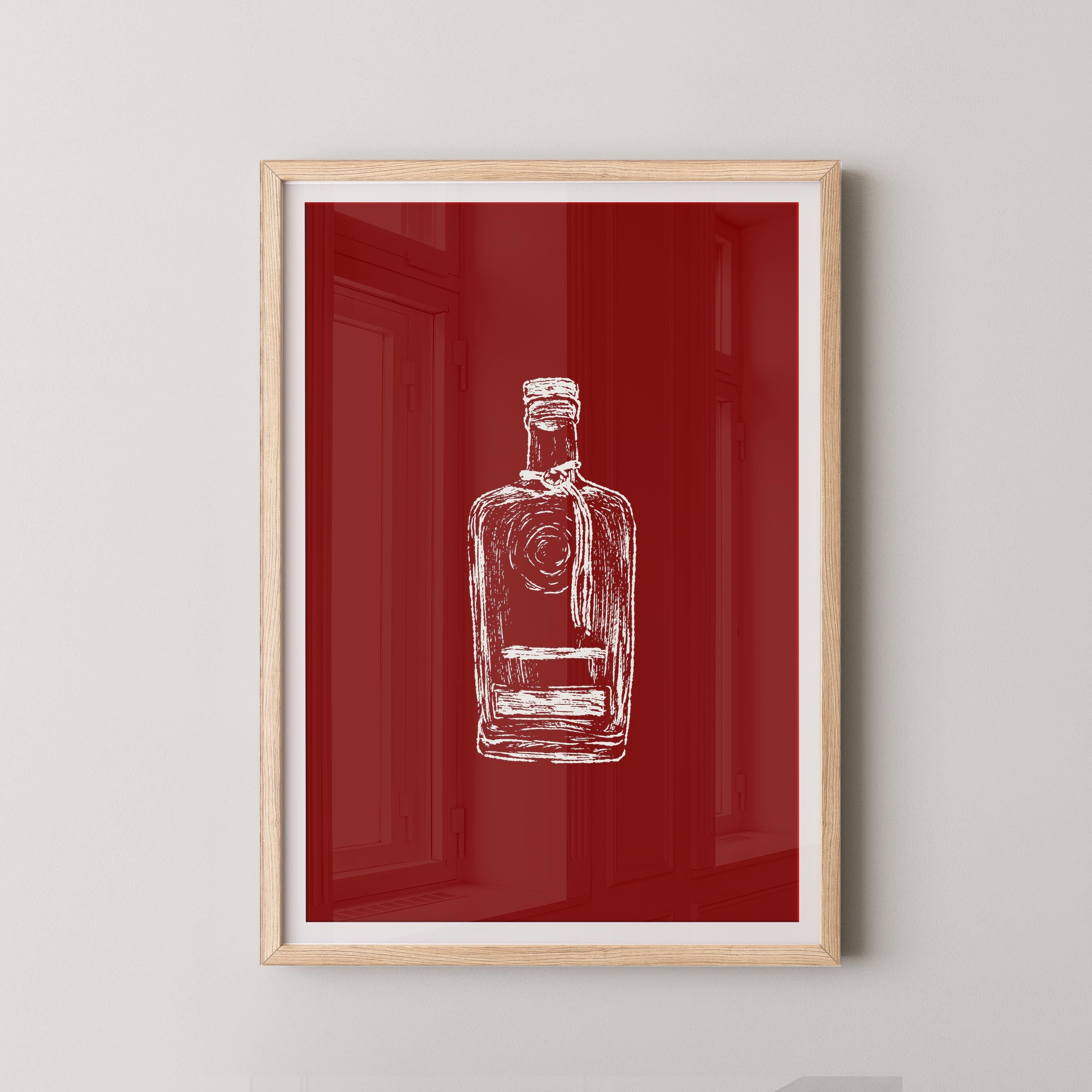 Bourbon Bottle Red