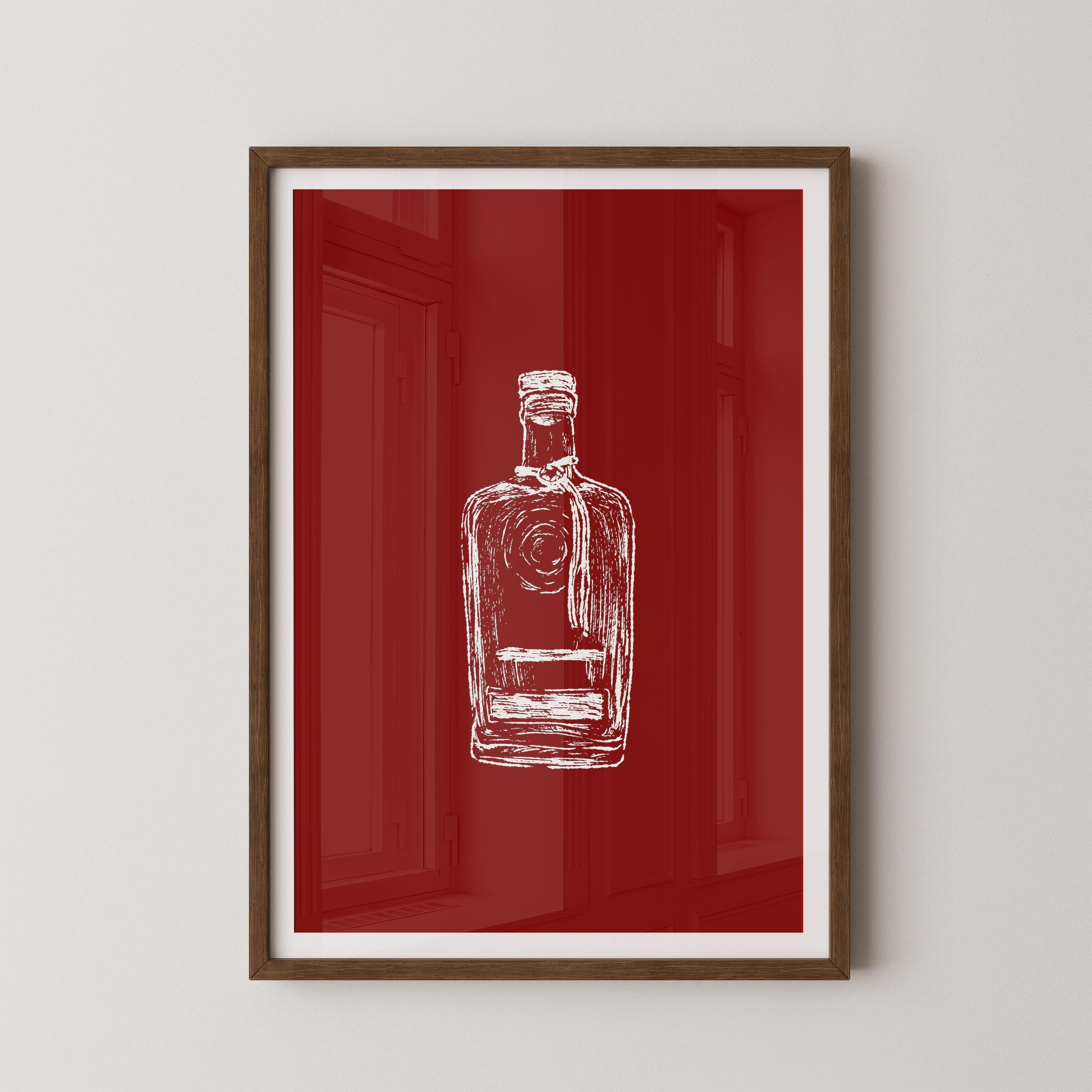 Bourbon Bottle Red