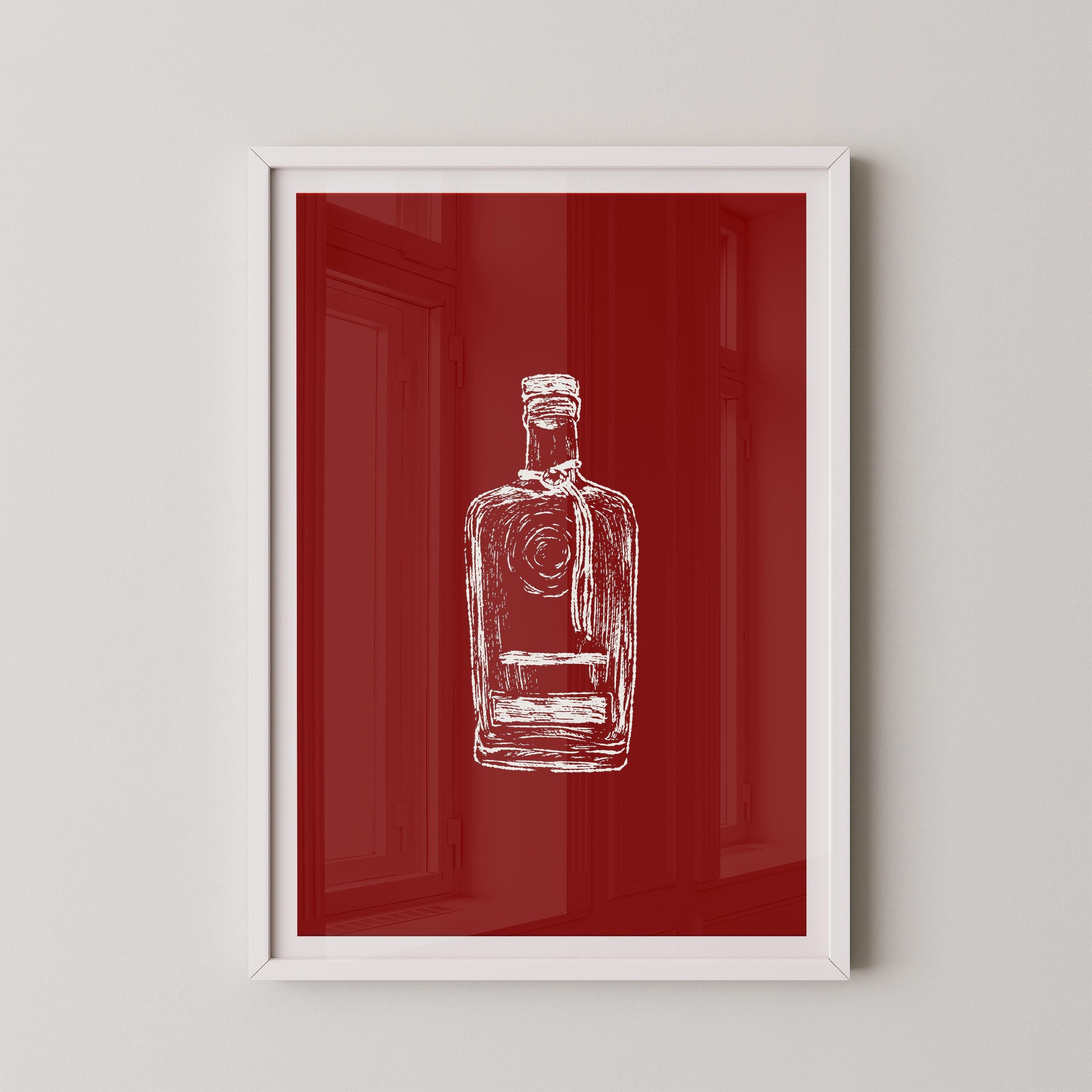 Bourbon Bottle Red