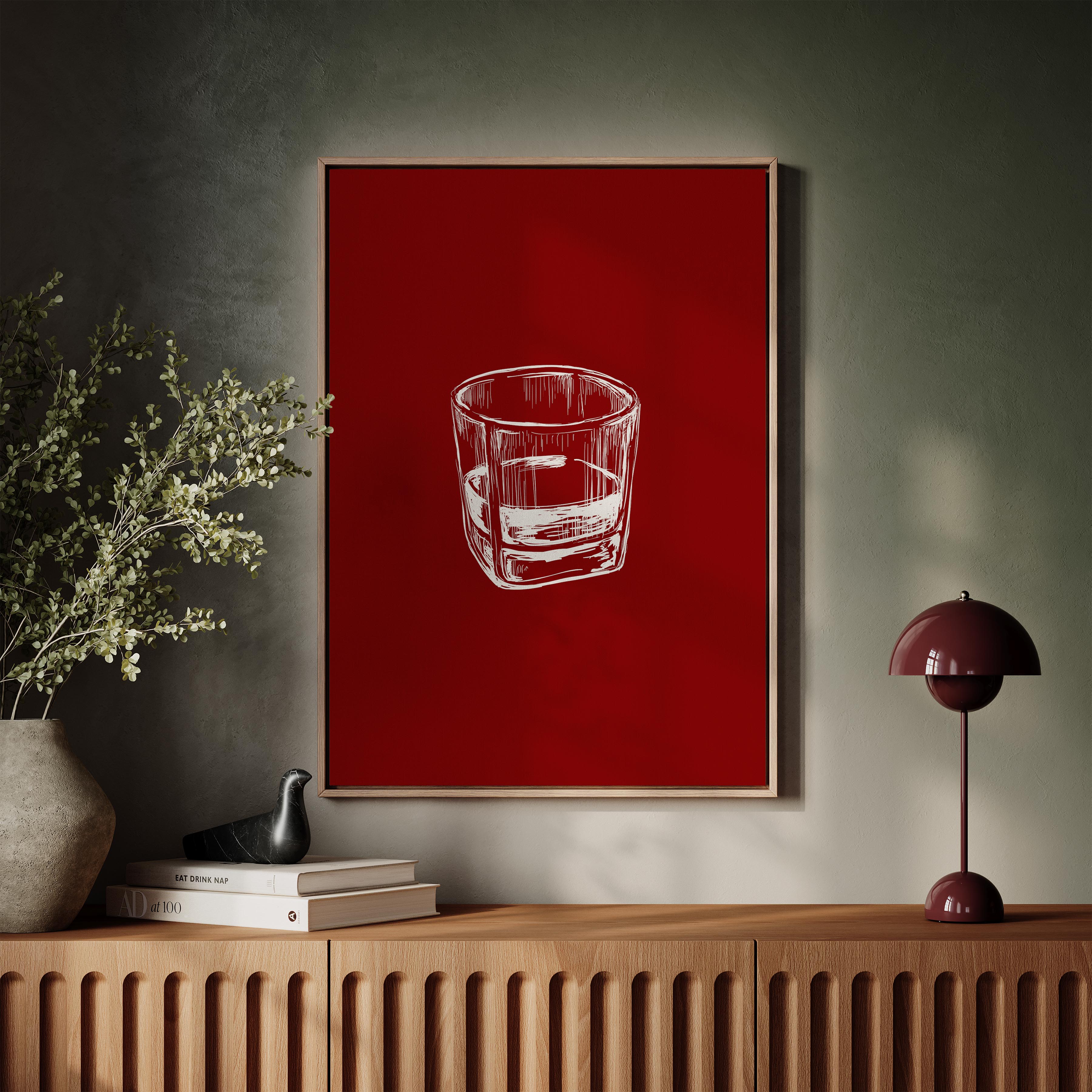 Bourbon Glass Red