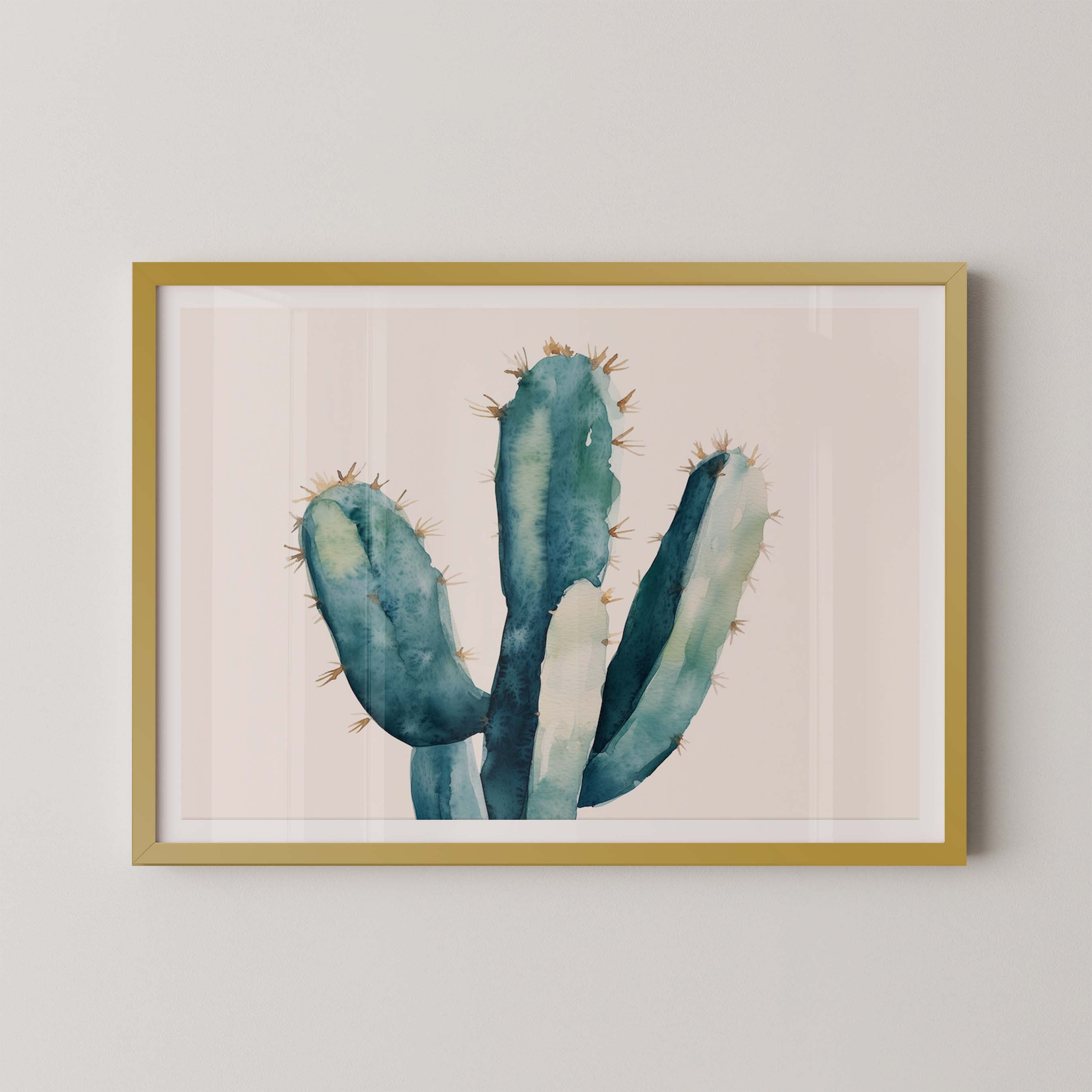 Champagne Saguaro | Desert Watercolor Art