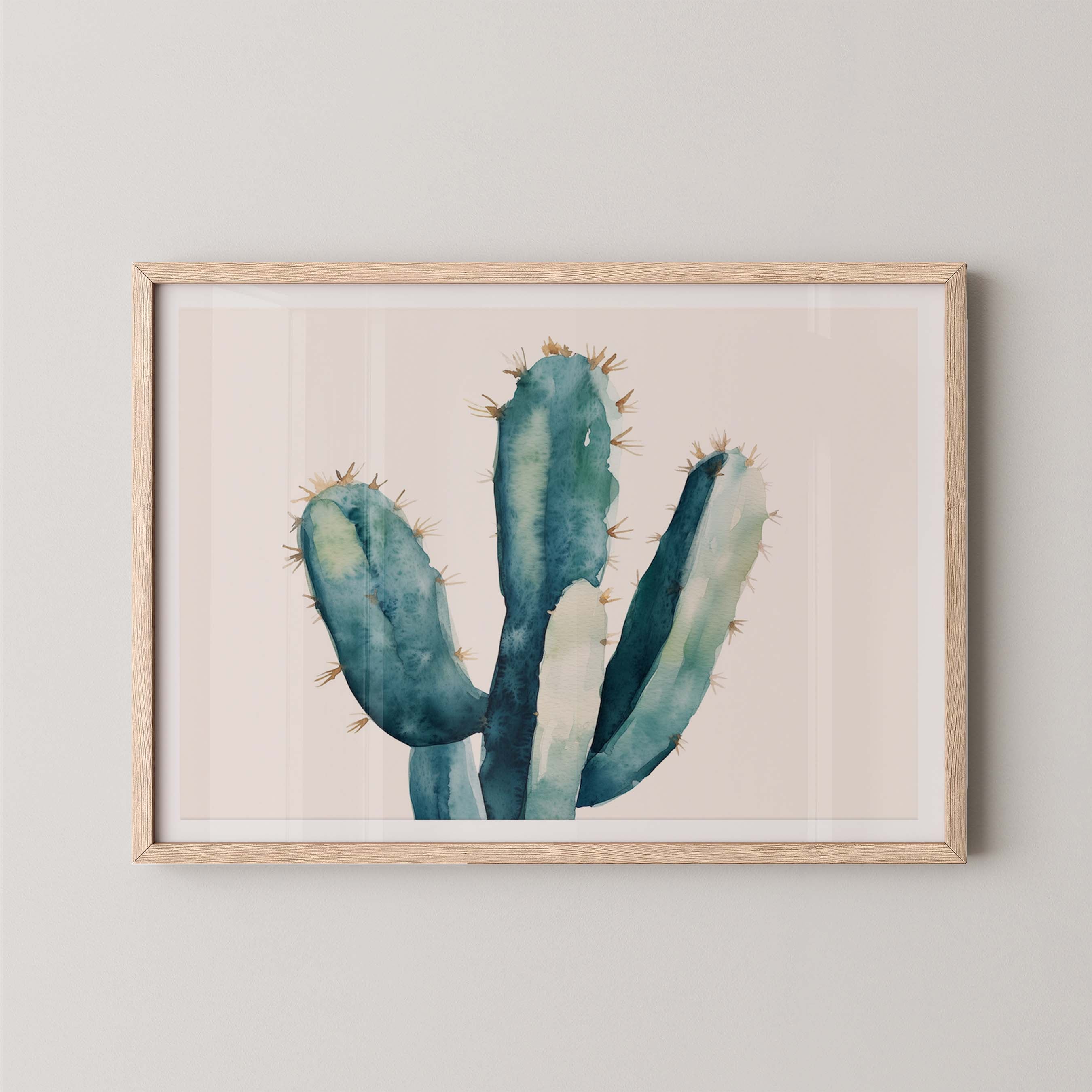 Champagne Saguaro | Desert Watercolor Art