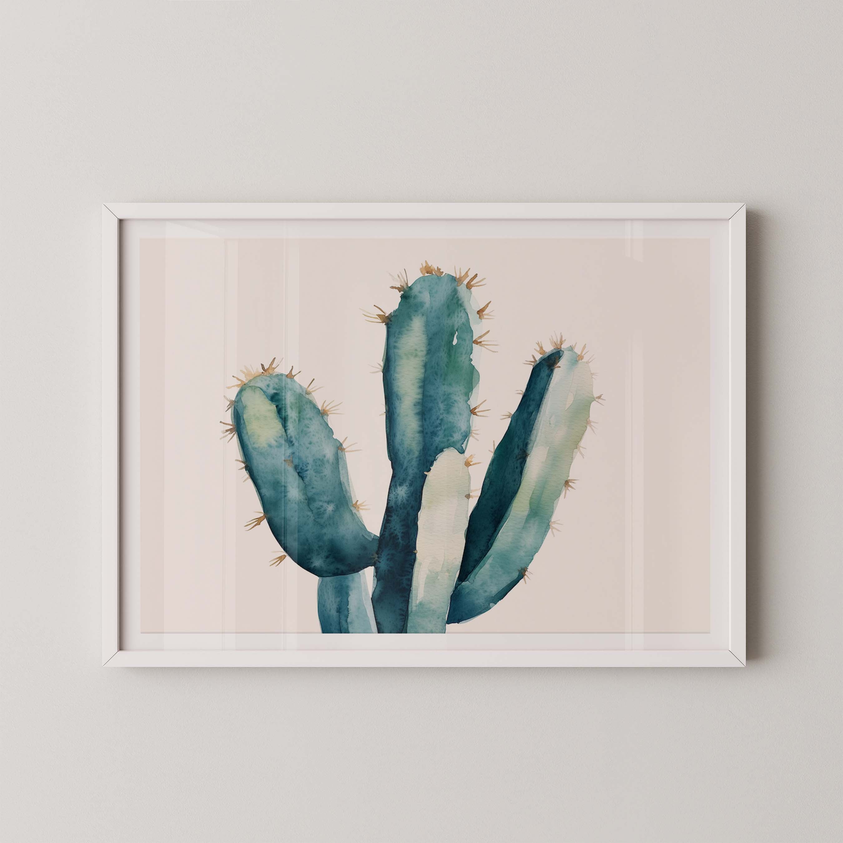 Champagne Saguaro | Desert Watercolor Art