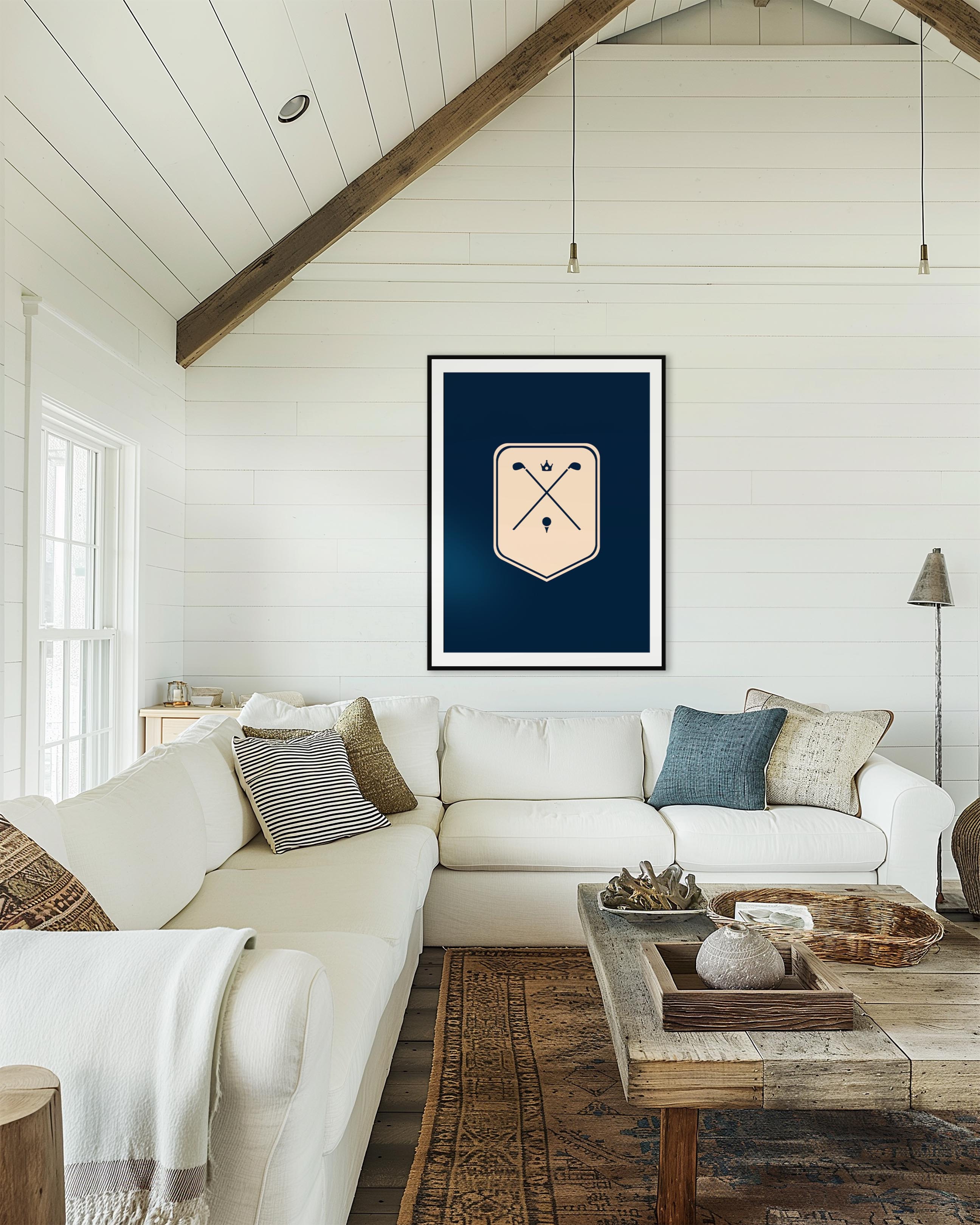 Crossed Clubs Navy and Beige