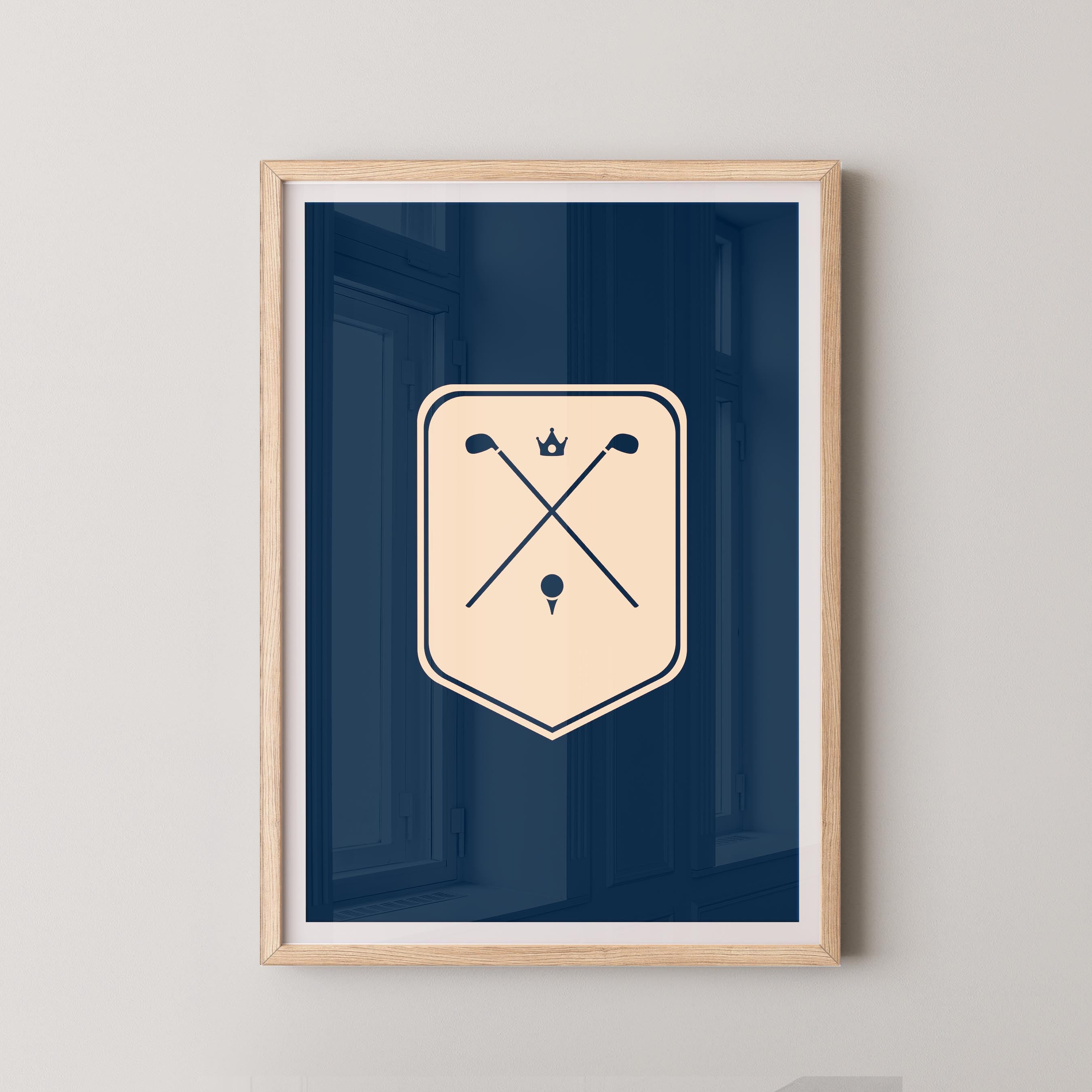 Crossed Clubs Navy and Beige