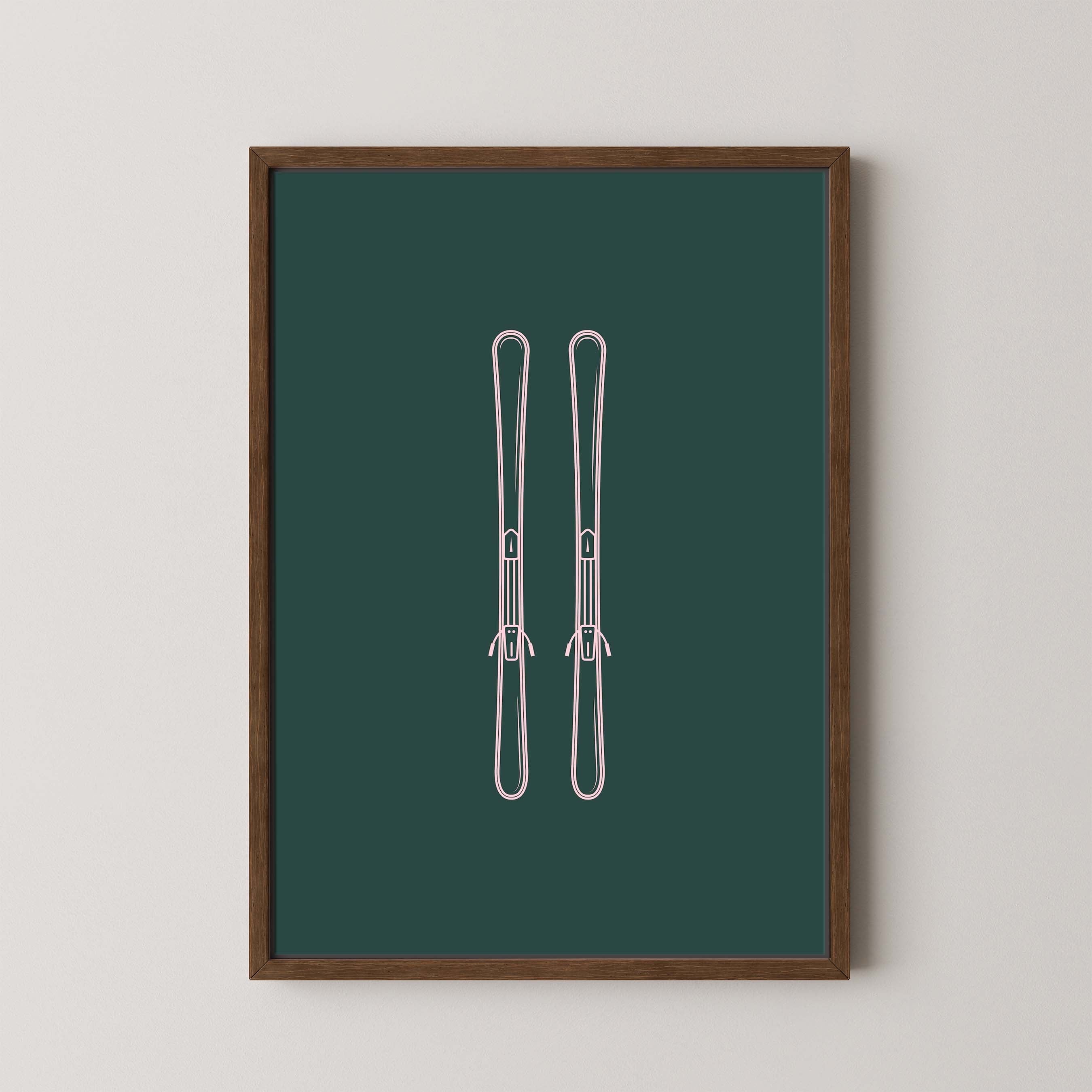 Minimalist Skis in Kelly and Pink