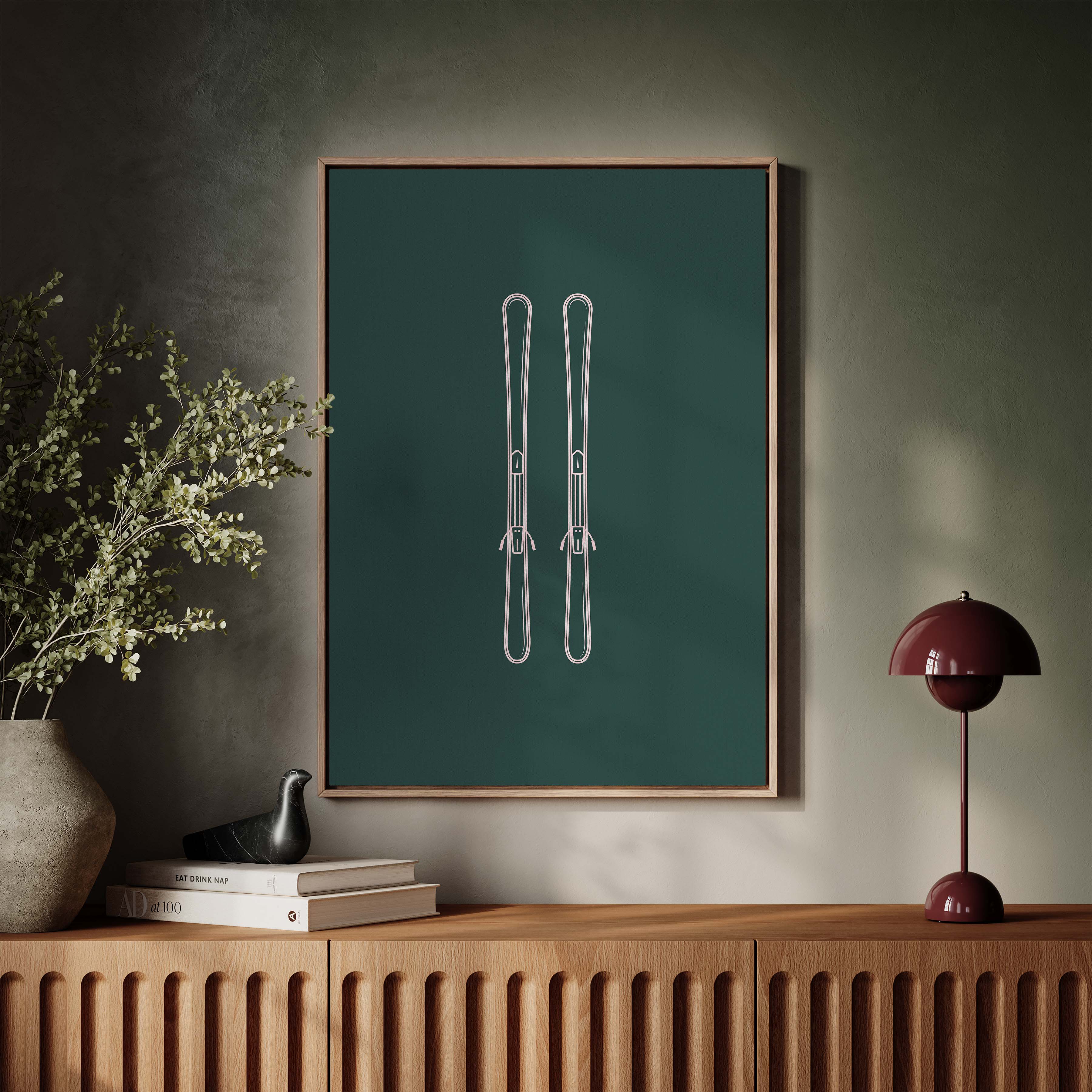 Minimalist Skis in Kelly and Pink