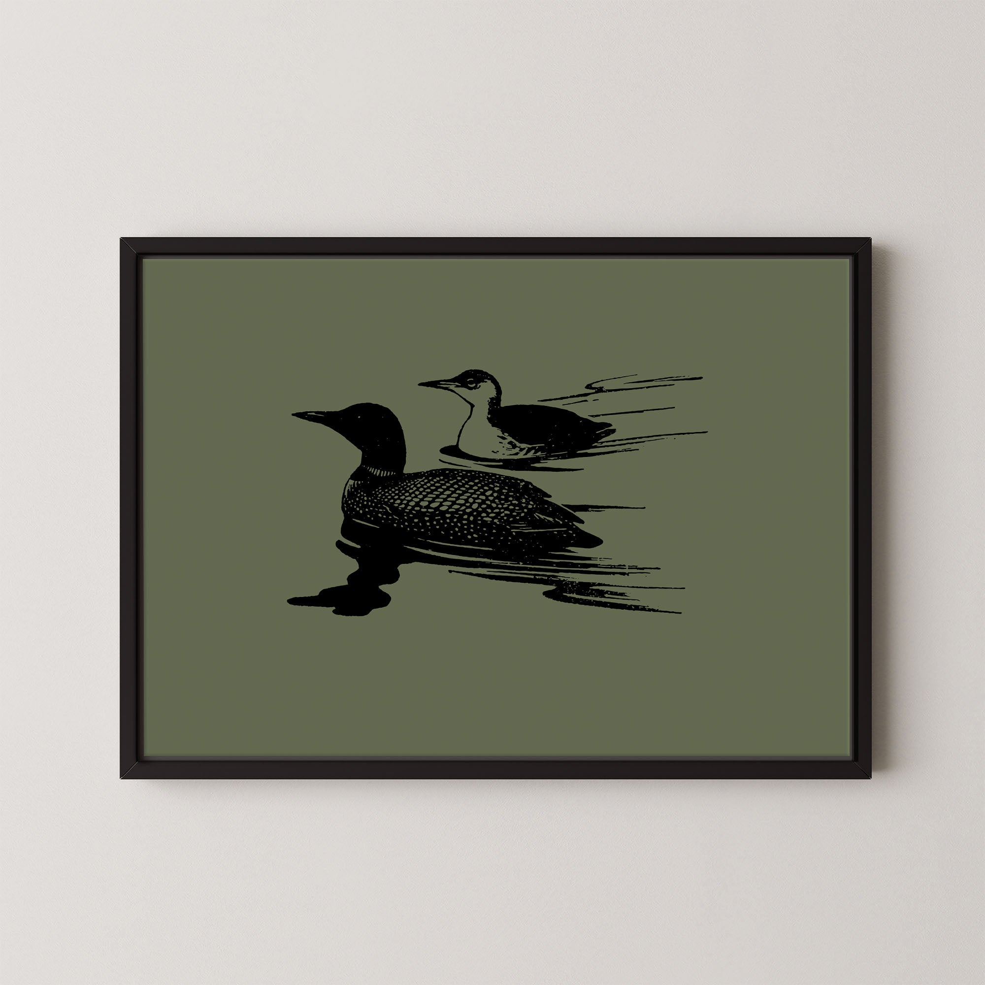 Two Loons in Green