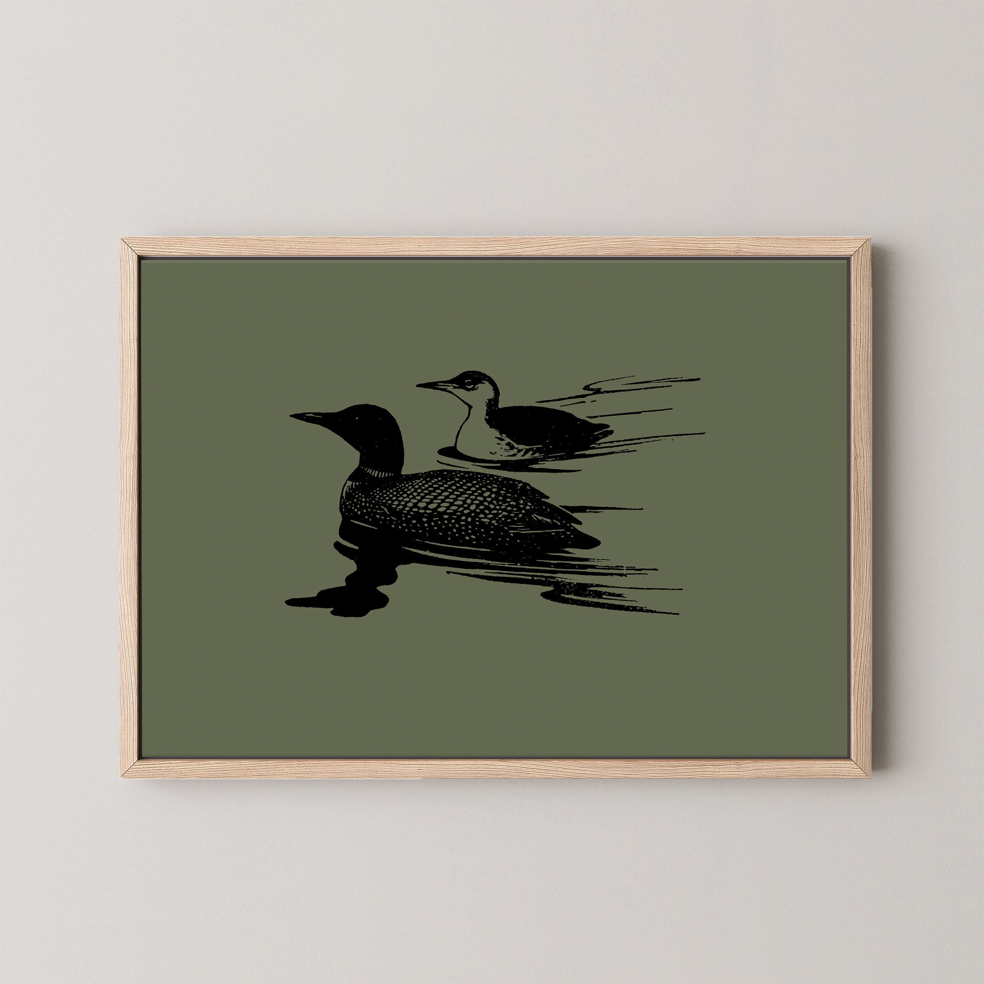 Two Loons in Green