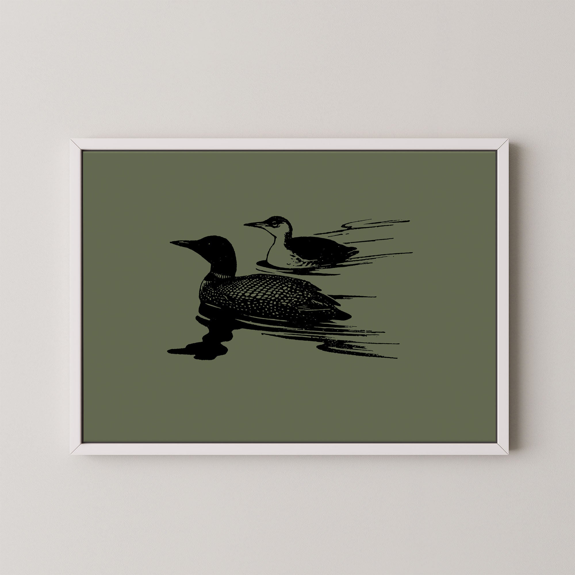 Two Loons in Green