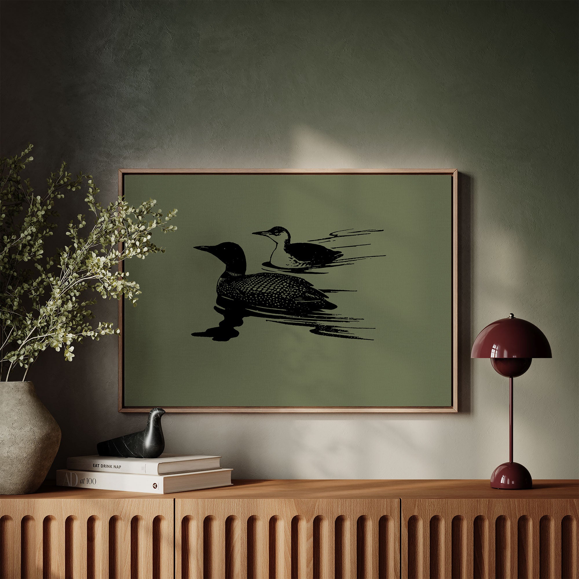 Two Loons in Green