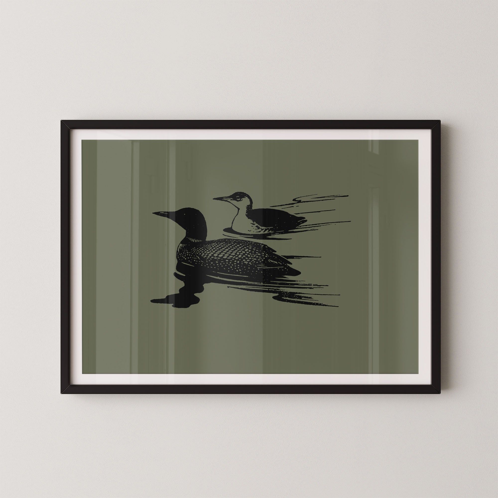 Two Loons in Green