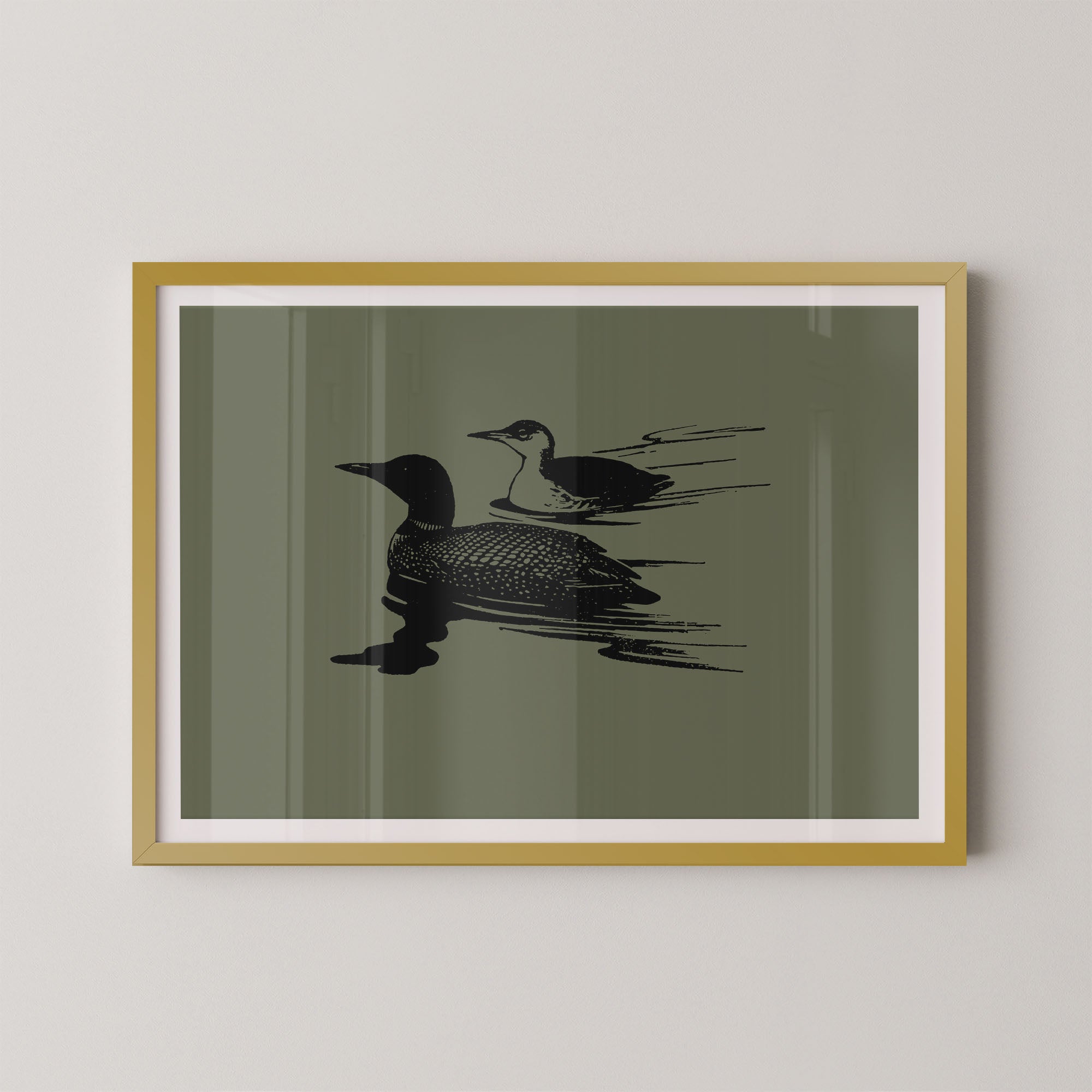 Two Loons in Green