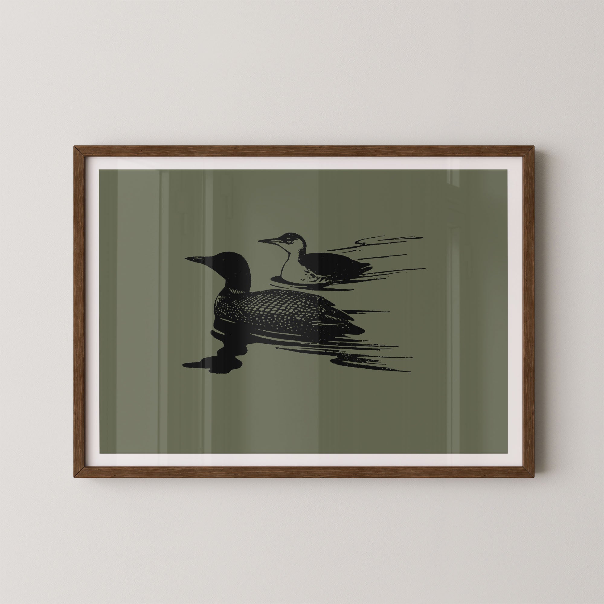 Two Loons in Green