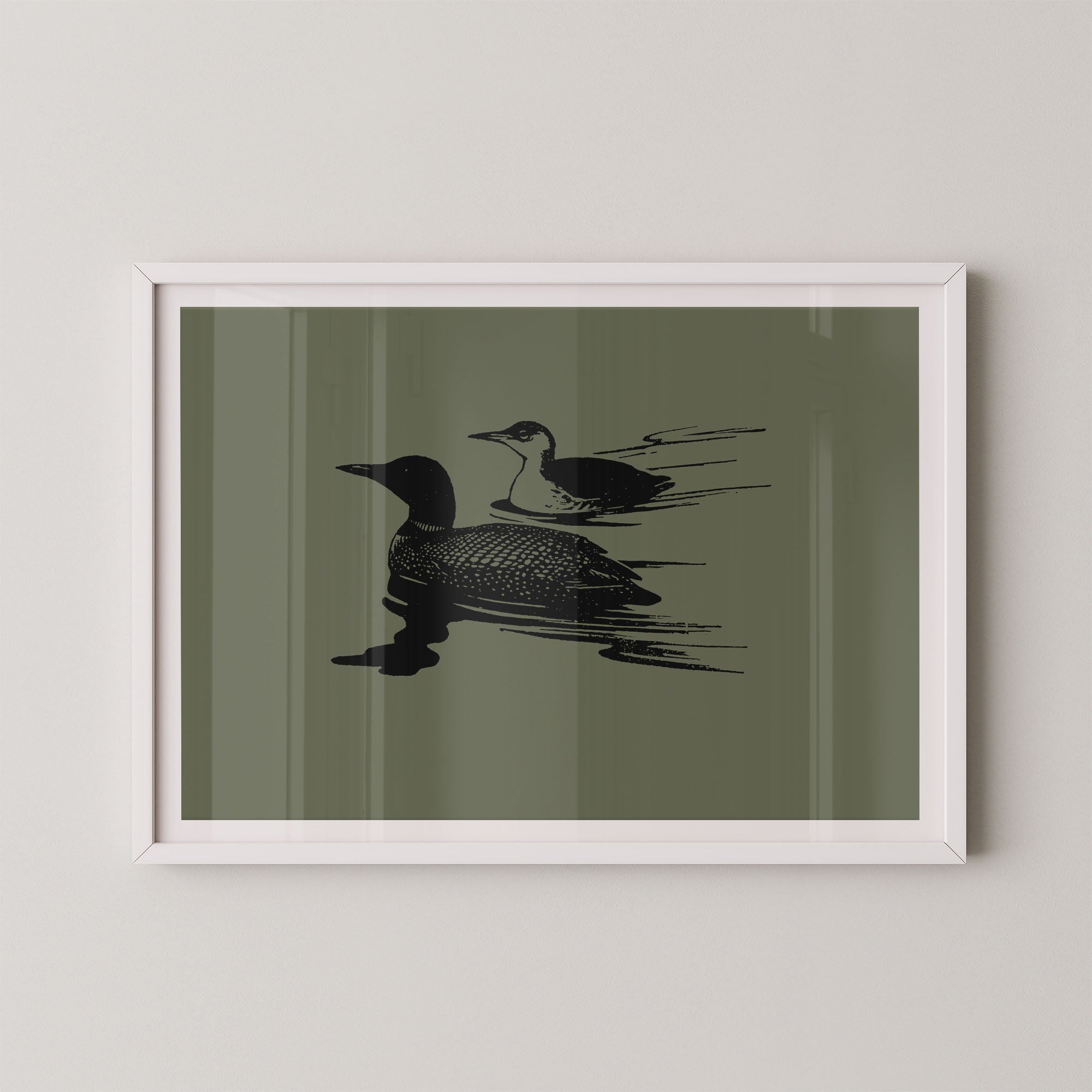 Two Loons in Green