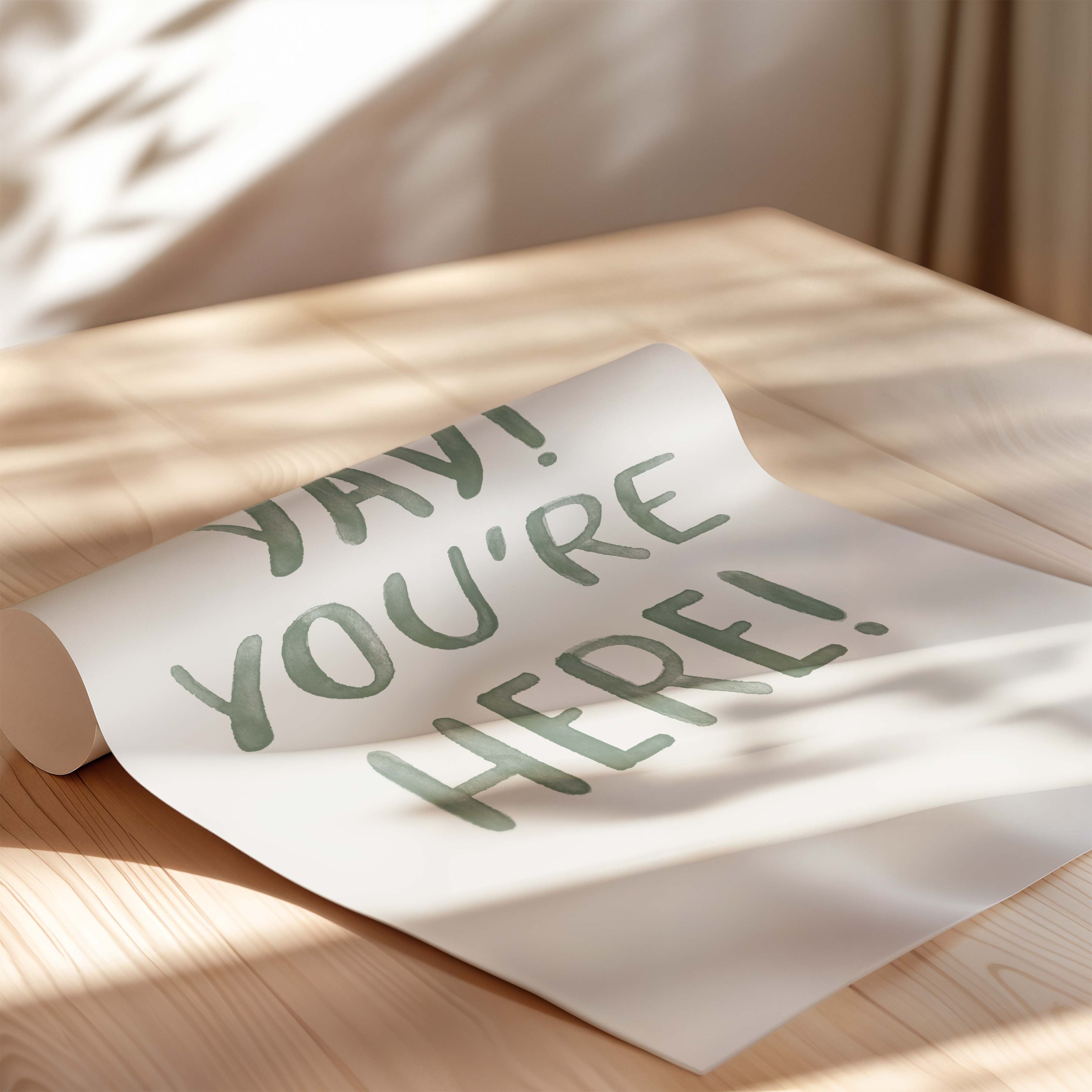 Yay You're Here Green Watercolor