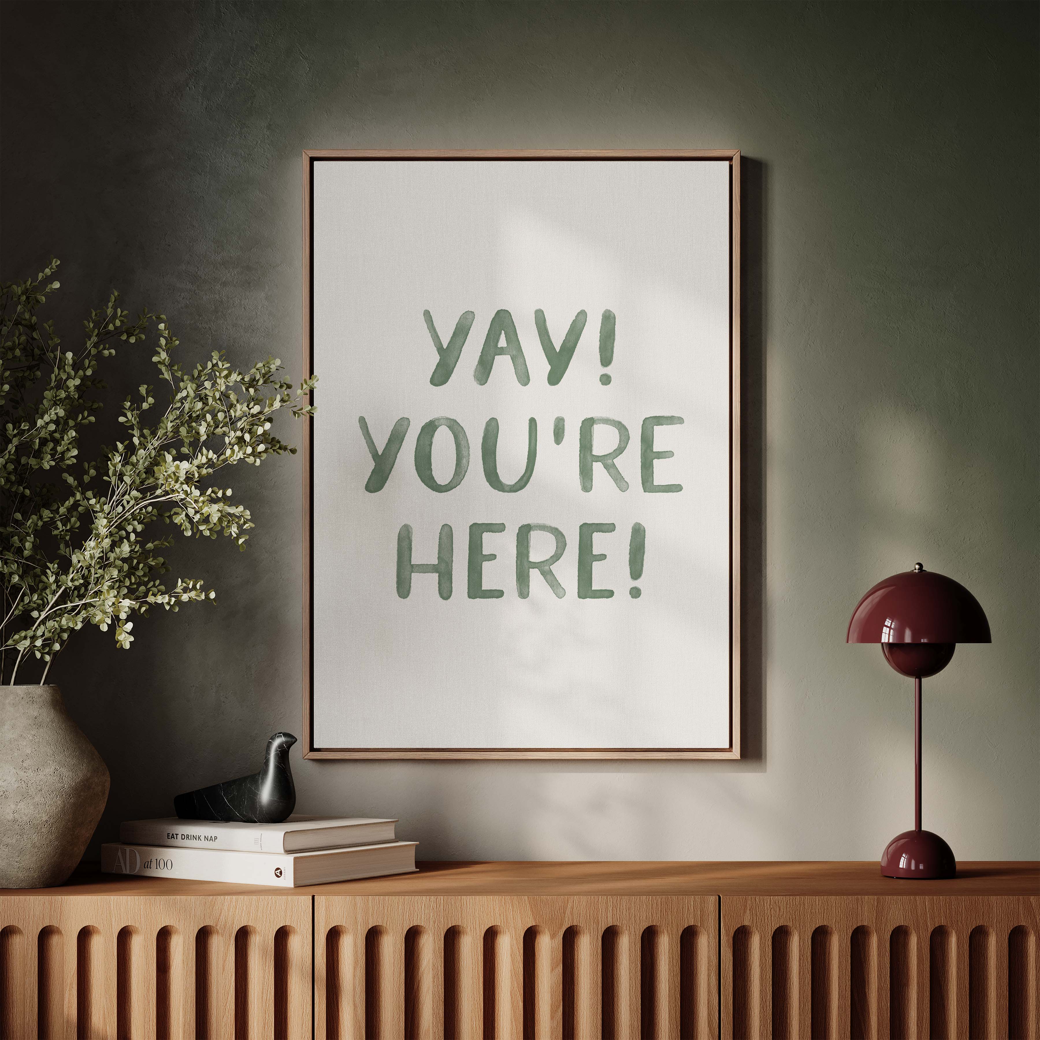 Yay You're Here Green Watercolor